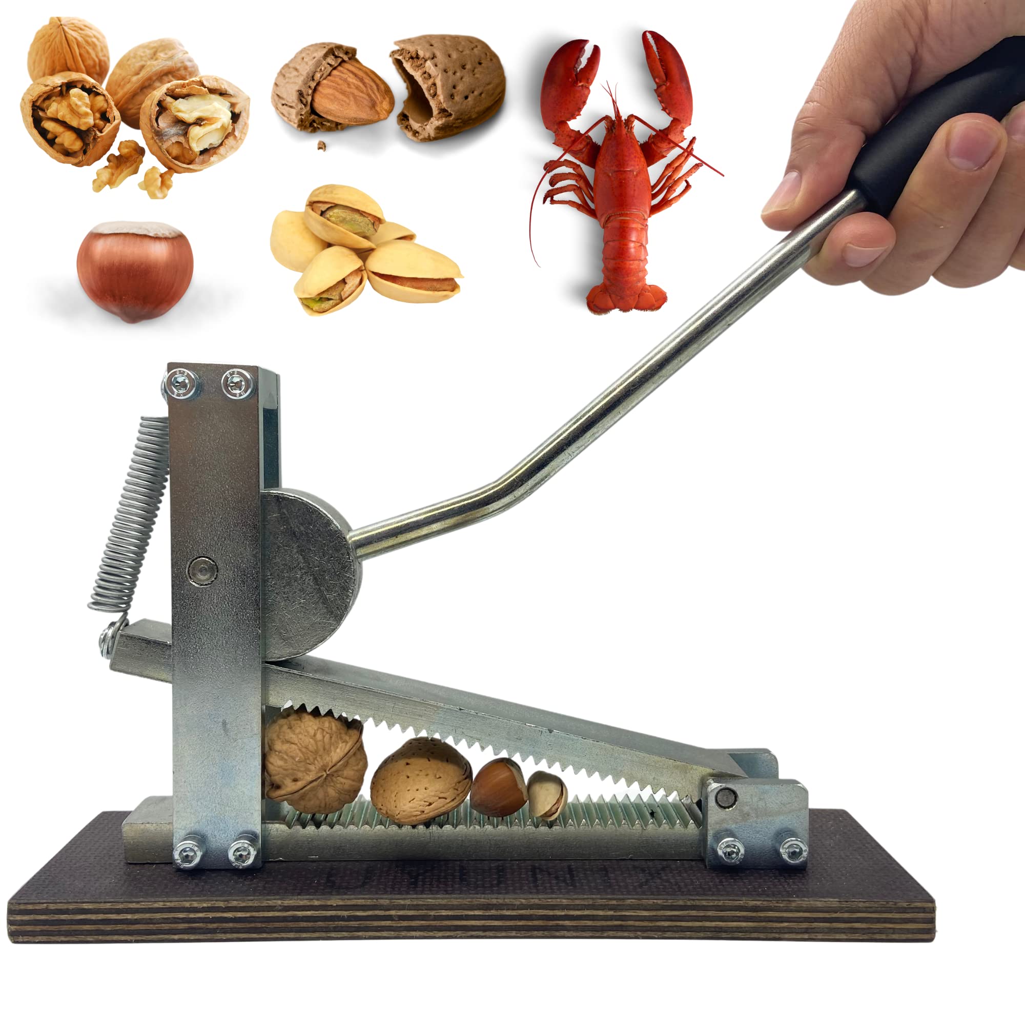 UYUNIX Zink Plated Steel Nut Cracker - Quick and Effortless Nutcracker Set Walnut Cracker Pecan Sheller Nut Splitter Peeler for Almonds, Nuts, Hazelnuts, Olives, Seafood, Bones