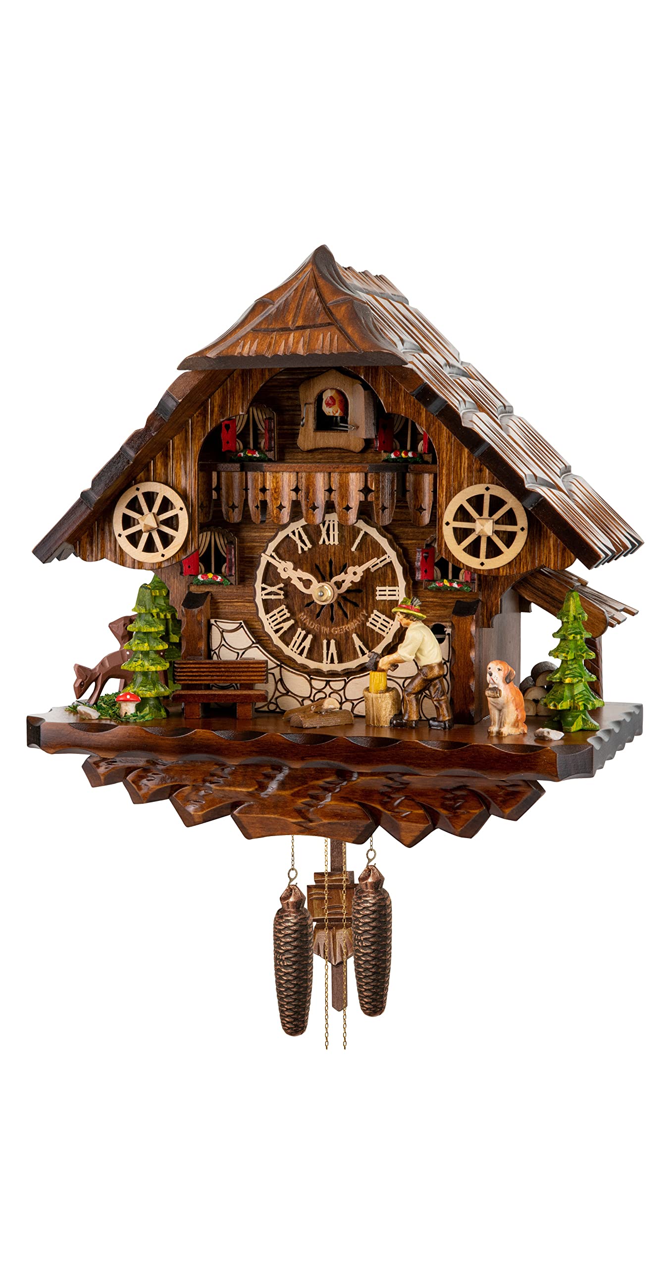 Reloj de cuco con leñador móvil Engstler: diseño tradicional animado