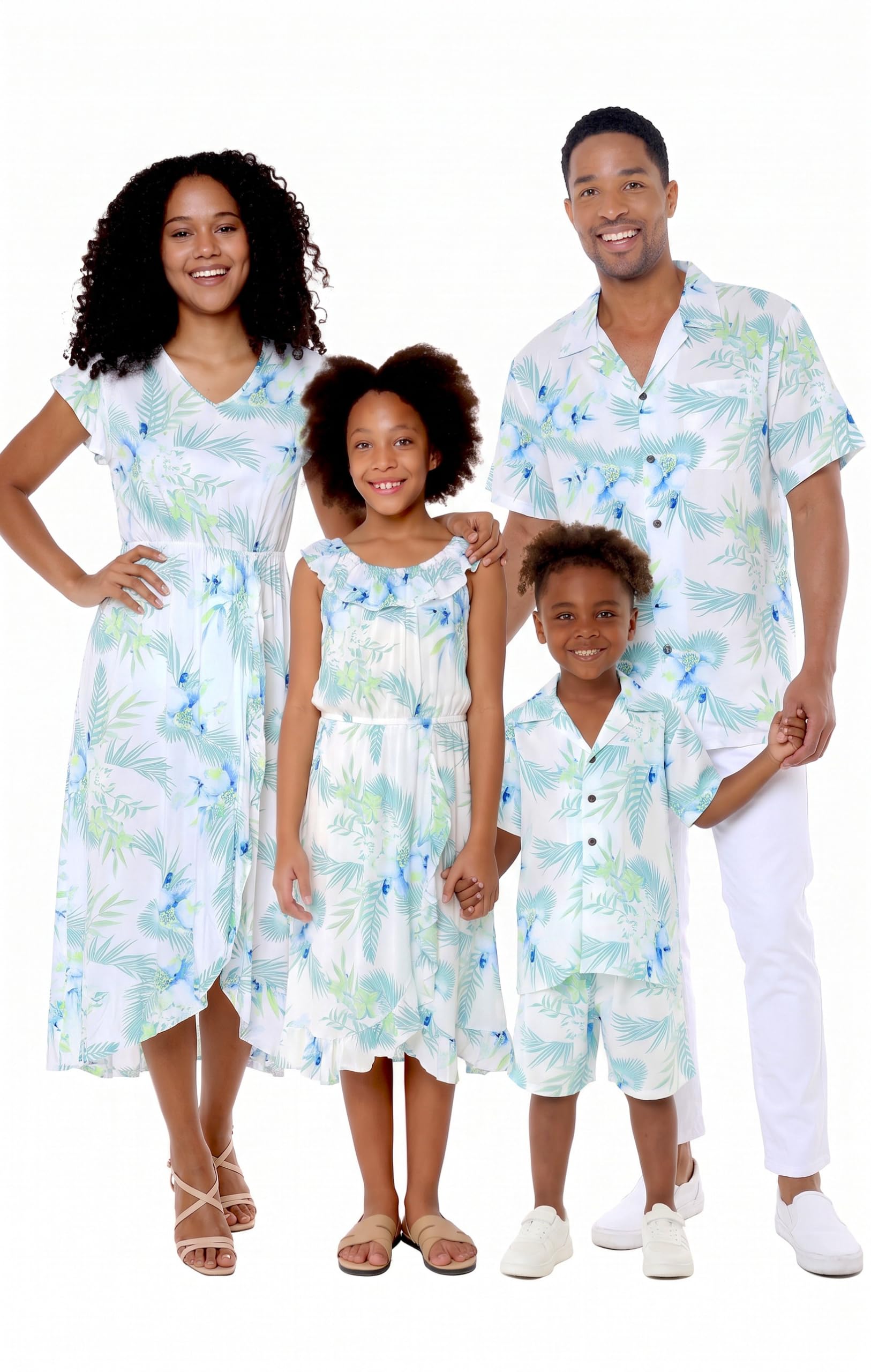 Hawaii Hangover Family Matching Hawaiian Clothes, Orchid Breeze White