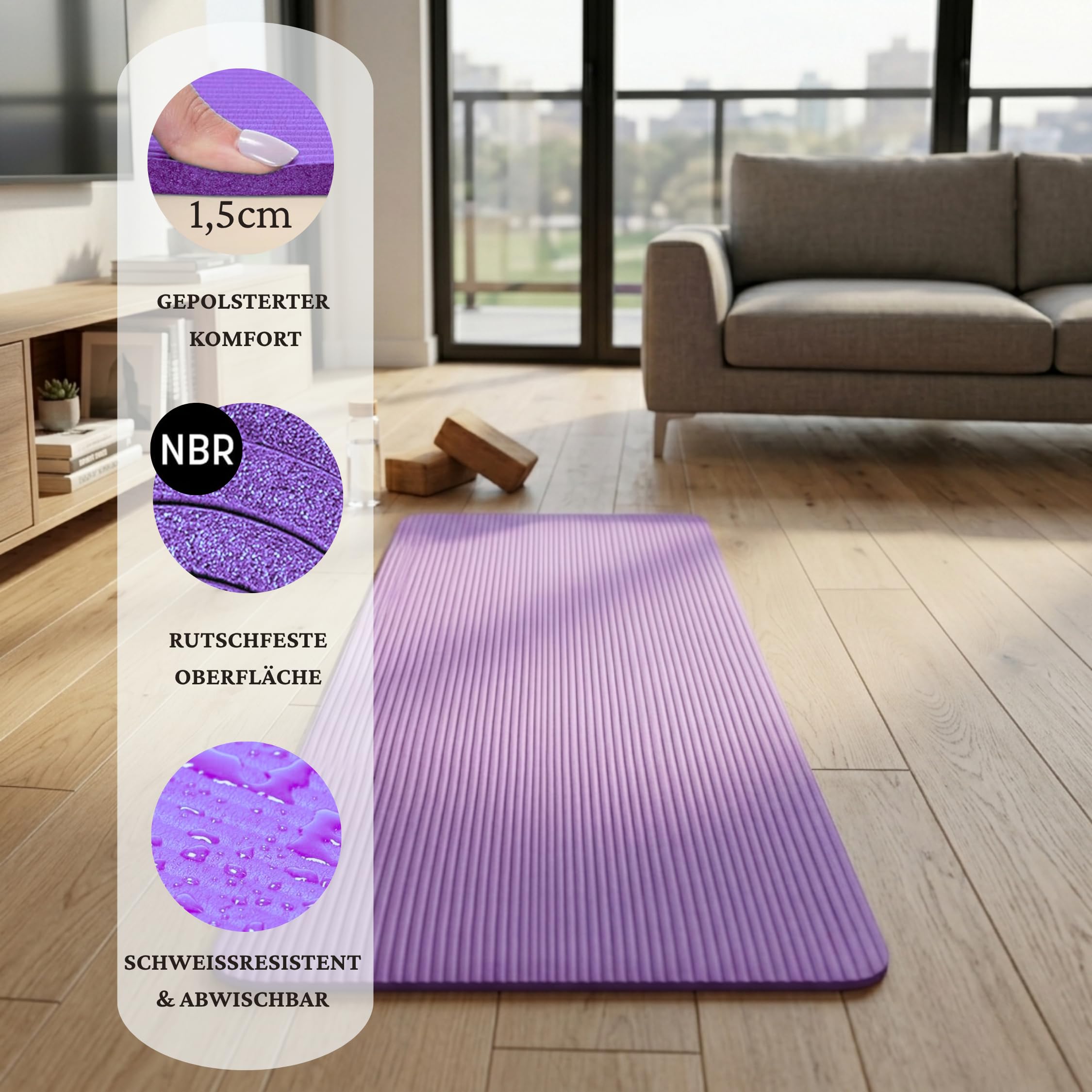 Esterilla de yoga esterilla de fitness antideslizante y esterilla de entrenamiento, esterilla de yoga gruesa