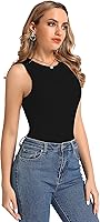 Vista 7 de BSXIJIE Body sin mangas para mujer, cuello halter, sexy, cuello redondo, básico, ajustado, para mujer