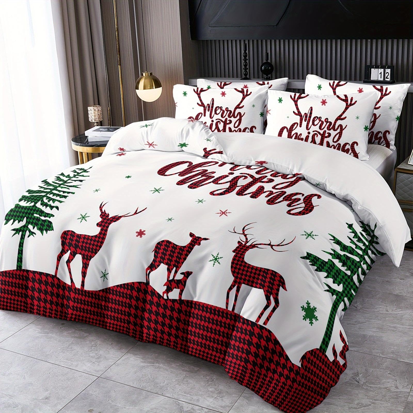 Parure de lit renne de Noël idée cadeau idéale pour dortoir et grand lit