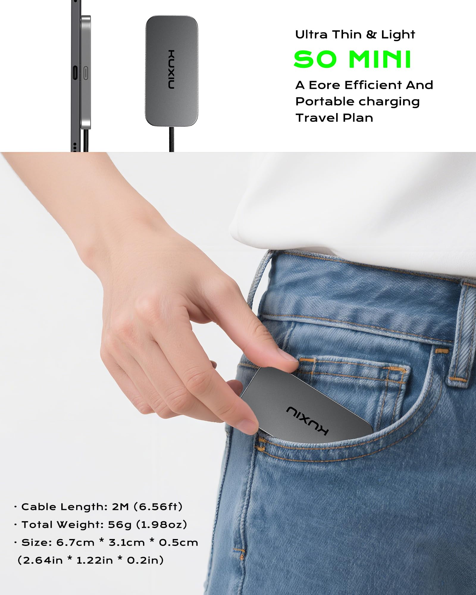 KU XIU M30 Magnetisches Ladegerät für iPad Pro 11" (M4/M5), 35W Schnellladung Smart Connector, Aluminium Wireless Charging Pad mit 2 m USB-C Kabel, Netzteil Nicht enthalten