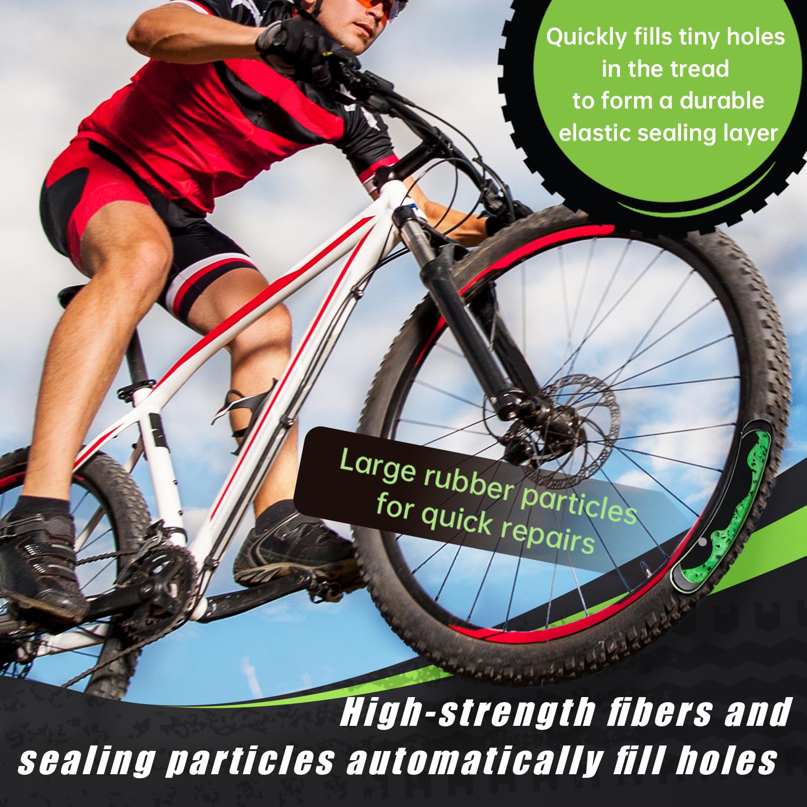 Lattice Tubeless, Liquido Tubeless MTB, Liquido Antiforatura MTB, Adatto per Mountain Bike e Bici da Strada, Prevenzione e Riparazione, Resistenza alle Basse Temperature -20°C, Verde, 400 ml