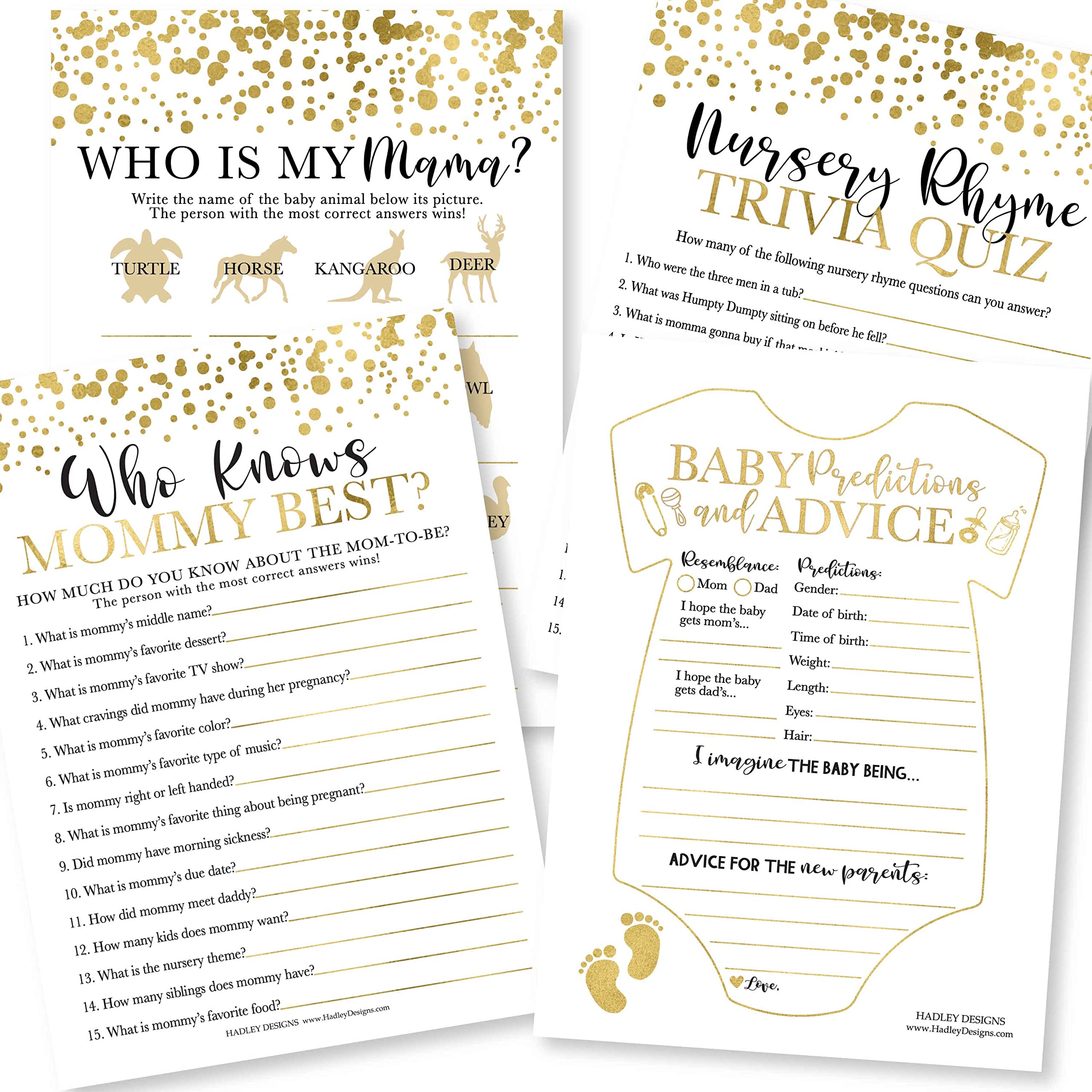 Buy Hadley Designs 50 Gold Baby Shower Games Gender Neutral 4 Games 