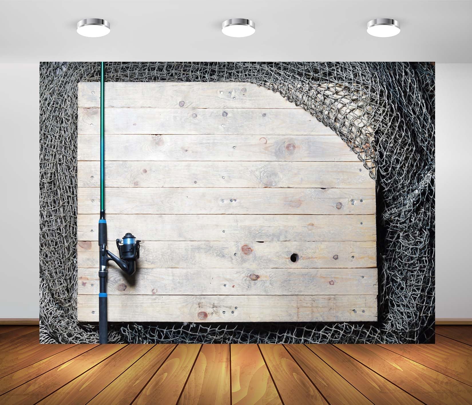 backgrounds fishing nets kids BELECO 7x5ft Fabric Backdrop Fishing and Fishing Rod on The Wooden Table Background Gone Fishing Theme Party Decorations Banner Fisherman Adults Portrait Photoshoot Studio Prop : Electronics deathbeblade inspired charm for summer Remarkable Round Reels for Color:Pearl Gray