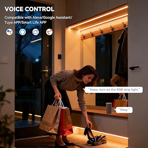 Miniatura 3 de MIWISE Tira de luz LED RGB COB de 9.84 pies, tira de luz regulable que cambia de color DC24V, compatible con AlexaGoogle AssistantTuya cinta