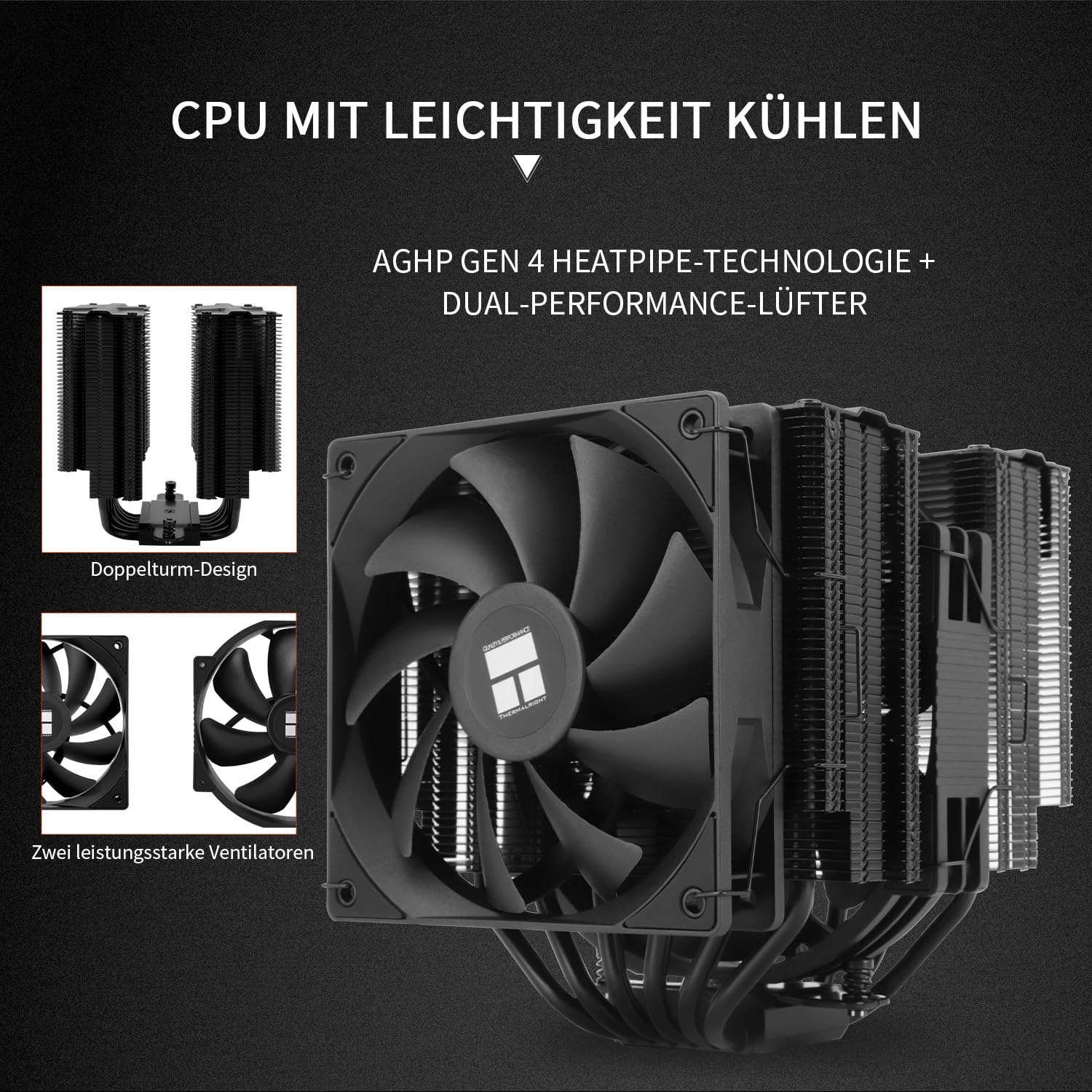 Thermalright Peerless Assassin 140 Black CPU Luftkühler, 6 Heatpipes, Dual PWM Lüfter und Double Towers, 158mm High CPU Kühlung mit Top Cover, forAM4/AM5,Intel LGA 1851/1700/1150/1151/1200