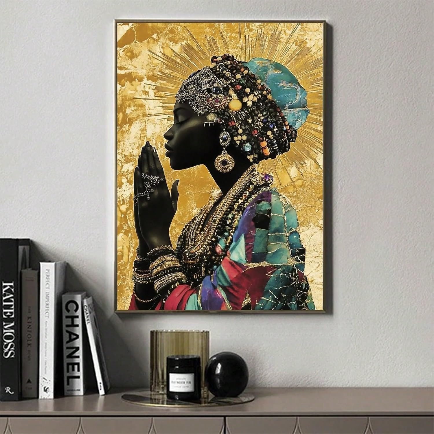 TZKBDMA Praying Woman Canvas Wall Art, Minimalist Prints Artwork Modern Picture Painting Living Room Wall Decoration(21x30cm/Without frame)