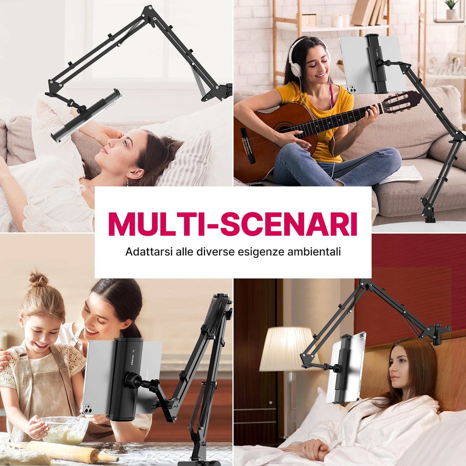 ULANZI Porta Tablet da Letto Rotativo a 360°, Supporto in Alluminio Compatibile con iPad 2021 Pro 9.7, 10.5, 12.9, Air mini 3, 4, 5, Samsung Tab e Huawei MediaPad