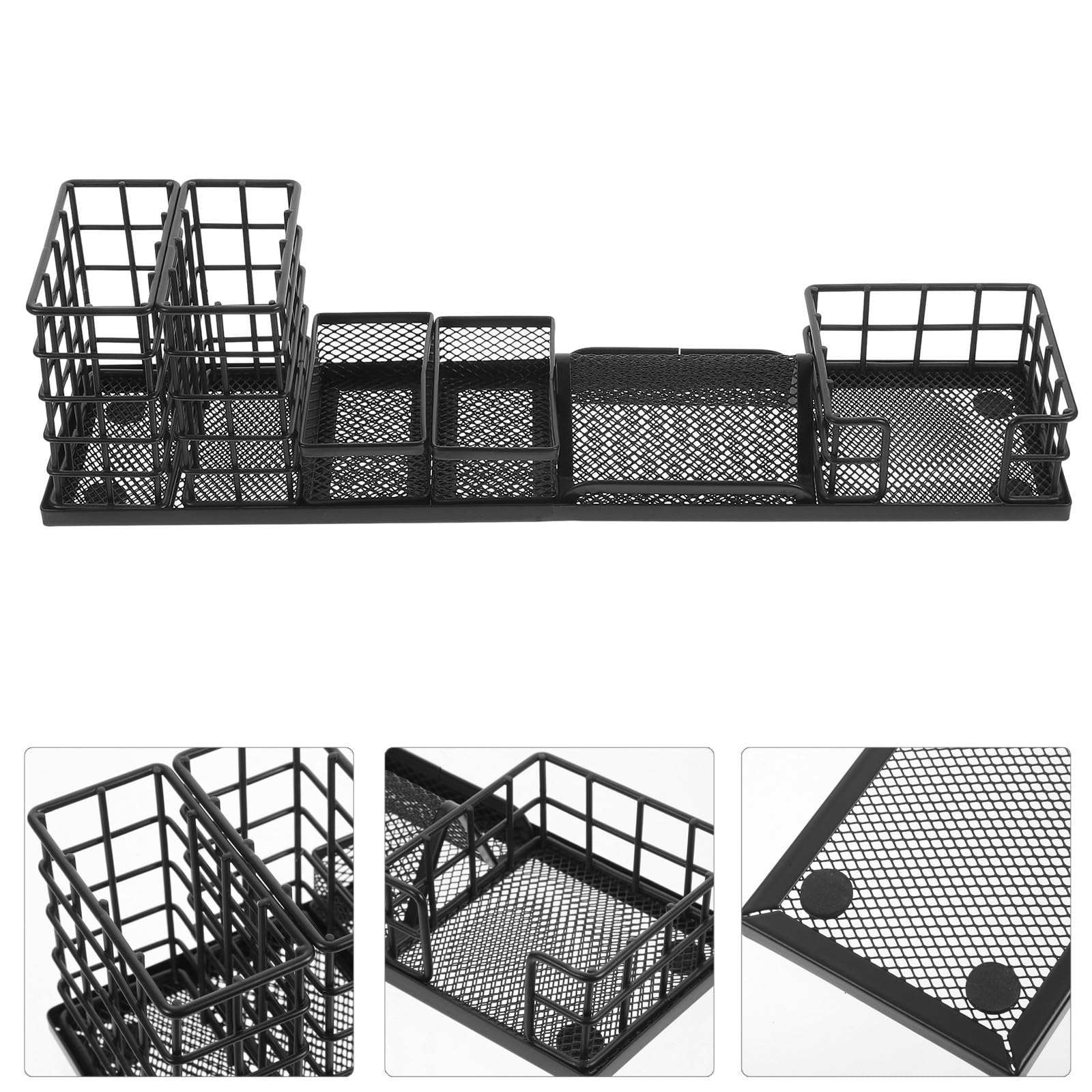 GALPADA Organizador de Escritorio de Hierro Negro para Oficina y Hogar, para Clasificar y Almacenar Cosméticos y Papelería, Diseño Simple y Moderno