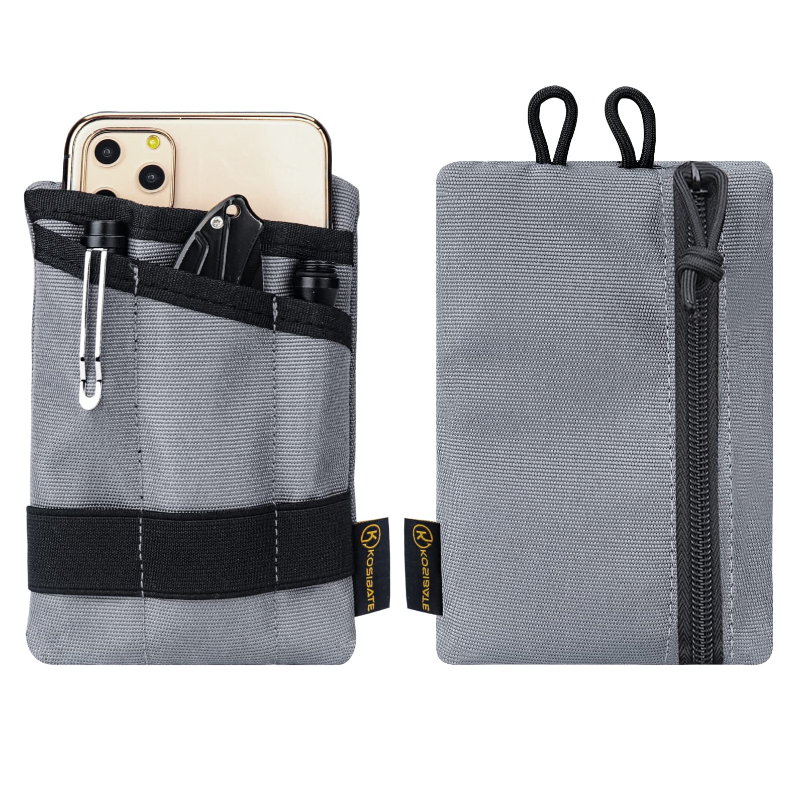 KosibateEDC Pouch, EDC Pocket Organizer, Mini Tool Pouch with 4 Pockets for Knife/Flashlight/Card-Men's Slim Pocket Organizer for Daily Carry