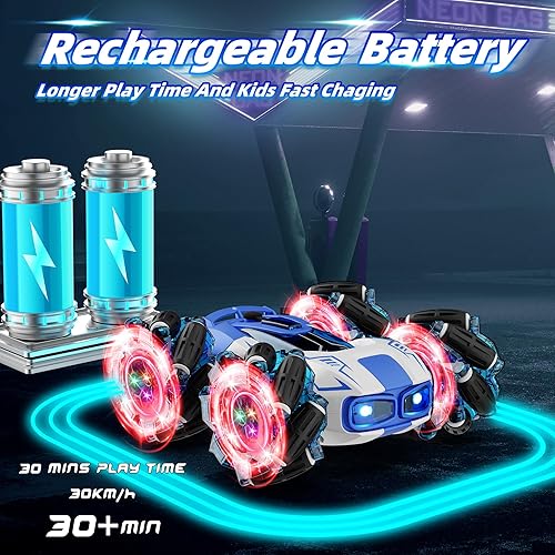 Miniatura 4 de Auto de control remoto 4WD con rotación de 360 Drift Stunt RC  Control remoto de 2.4 GHz con luces frías, juguete todoterreno todoterreno  Regalo