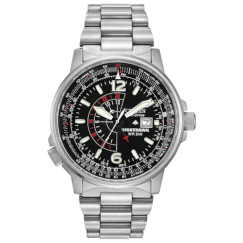 Men's Eco-Drive Promaster Air Nighthawk Pilot Stainless Steel Watch, Luminous,