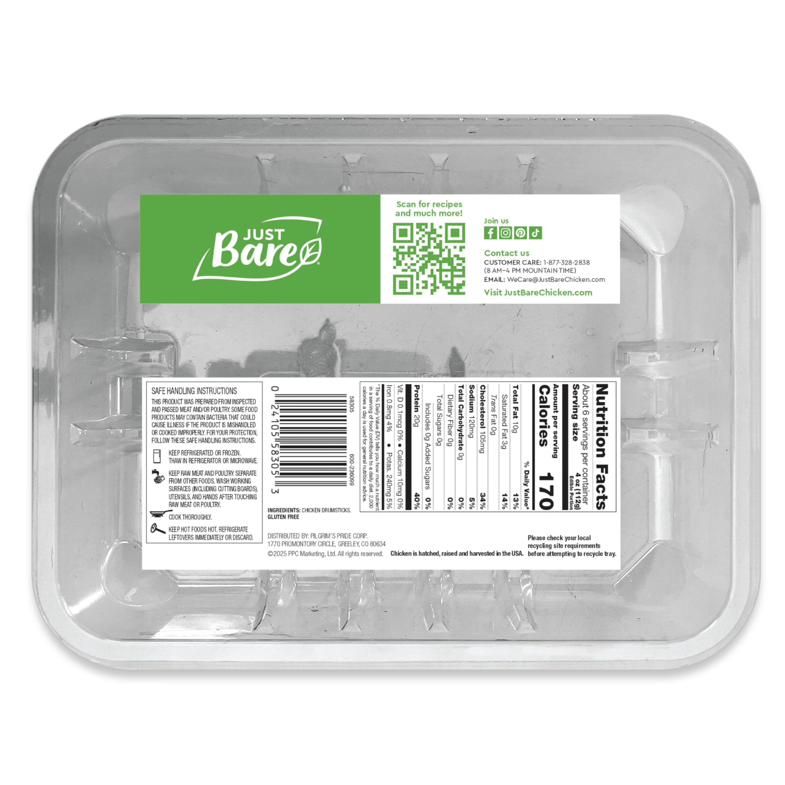 Just Bare Natural Fresh Chicken Drumsticks Family Pack No Antibiotics Ever Bone-In 2 25 LB — view 3