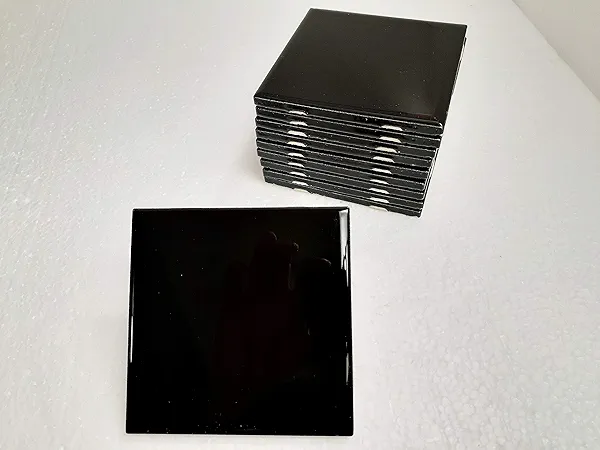4 in Black Ceramic Tile 4.25 inch Shower Bathroom Kitchen Backsplash American Olean Gloss 4 1/4" Box 10 Piece