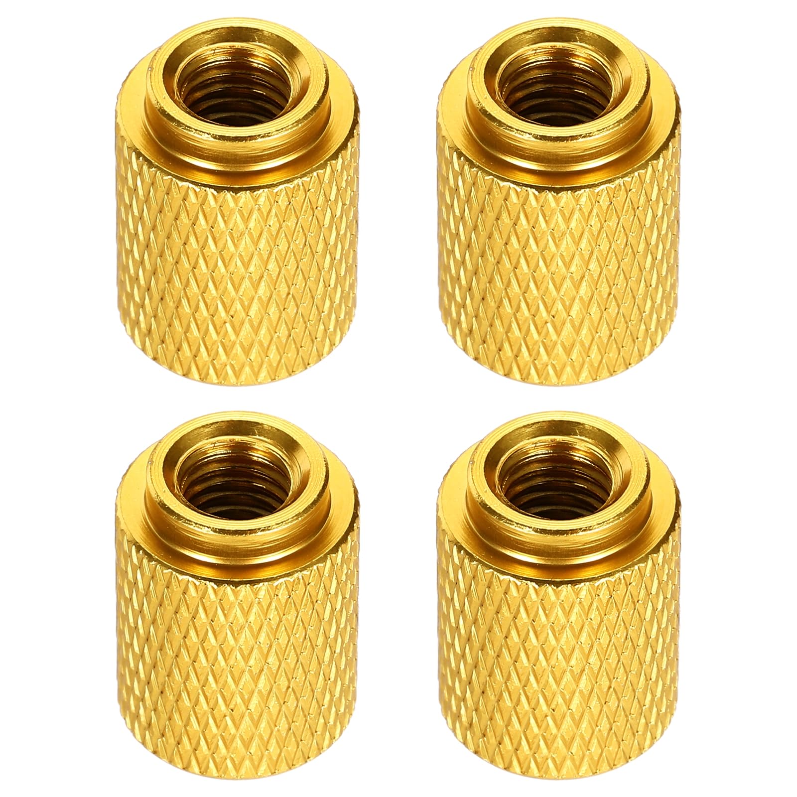 sourcing map 4pcs Knurled Thumb Nut, M6 12mm OD 16mm Height 6061 Anodized Aluminium Alloy Hand Screw Nut, Metal Chassis Screw for Machinery, DIY Assembly, Electronics, Yellow
