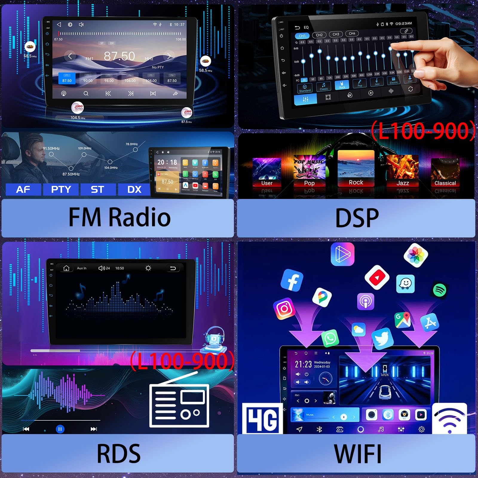 Radio samochodowe do Toyoty Mark II 9 GX110 2000-2007 Android CarPlay z 9-calowym ekranem dotykowym, 1280 × 720, radio samochodowe, SWC, Bluetooth, FM AM RDS, DSP, Wi-Fi, 4GLTE, GPS, ADAS DV