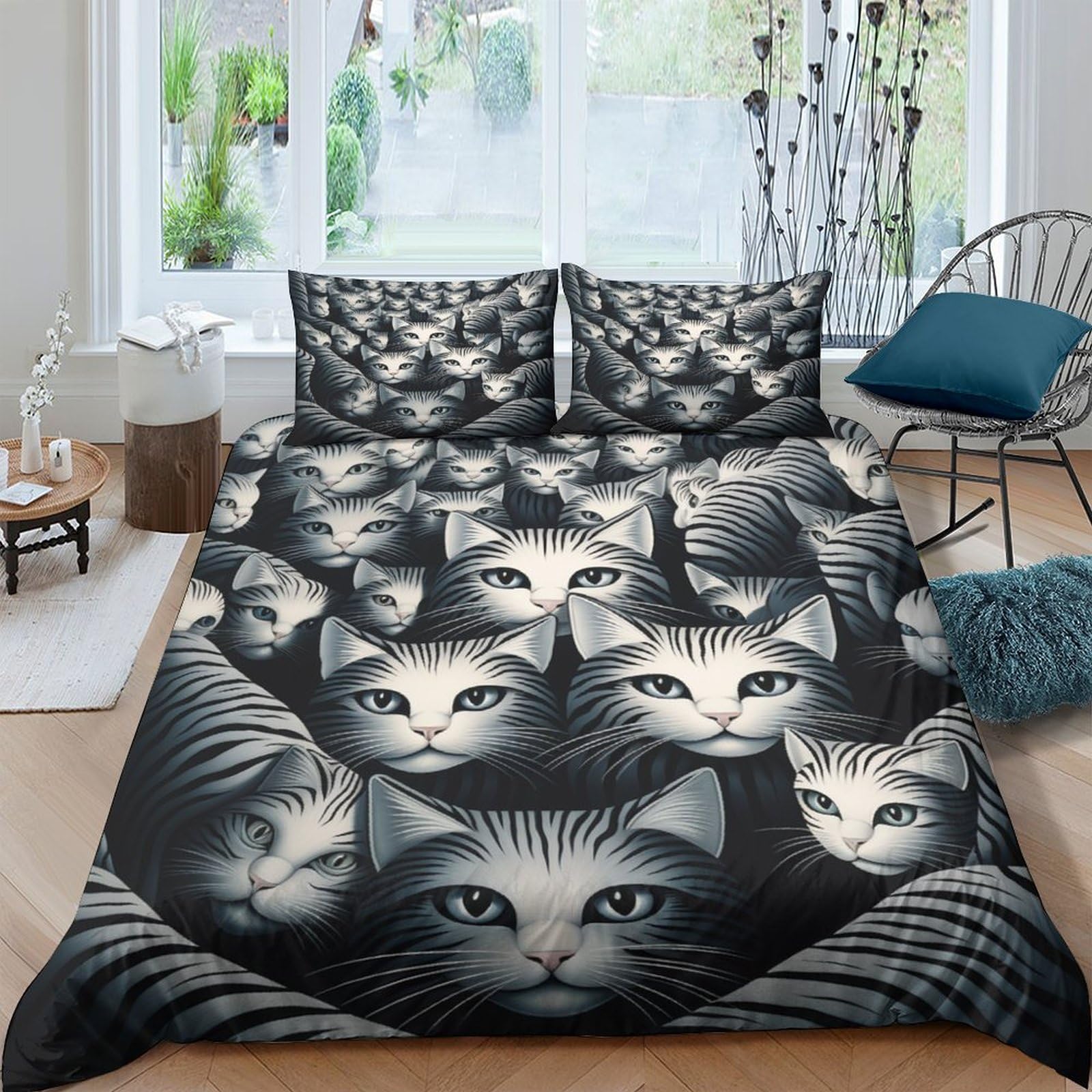 Housse de couette chat 3D hypoallergénique et lisse pour le sommeil des enfants