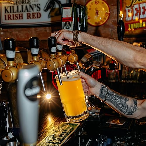 Miniatura 4 de PROLISOK Taza de cerveza de vidrio  34 onzas líquidas  1 litro  jarra de cerveza grande y pesada con asa (juego de 2)