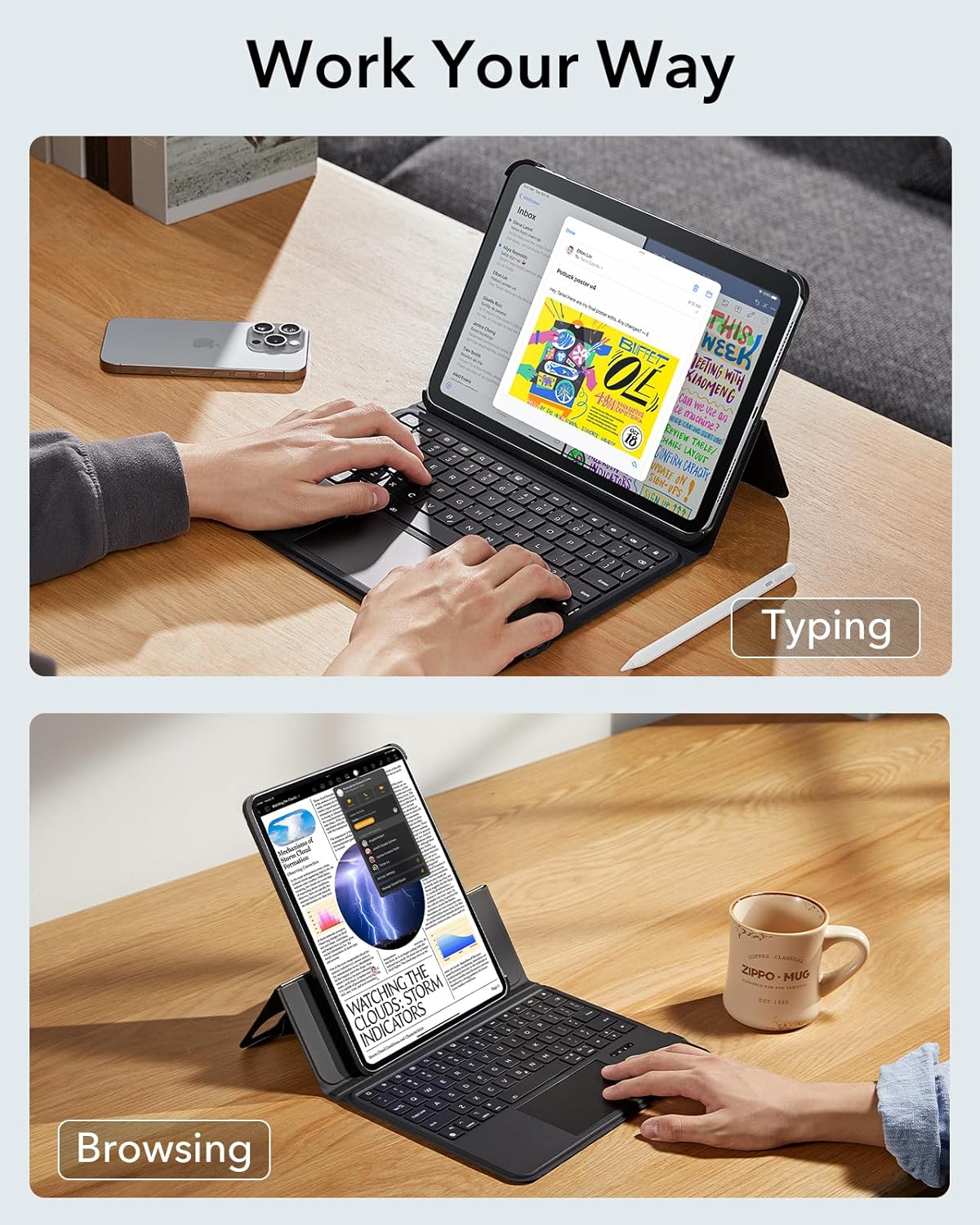 ESR Ascend Keyboard Case for iPad Air 11 (M3/M2, Guyana Ubuy