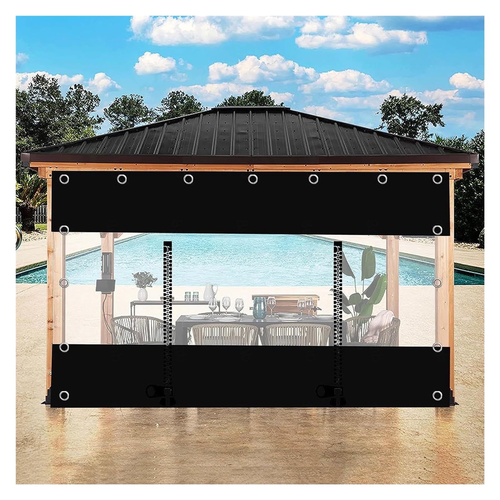 Panneaux latéraux en bâche pour pergola pour profiter de votre terrasse en automne sous la pluie