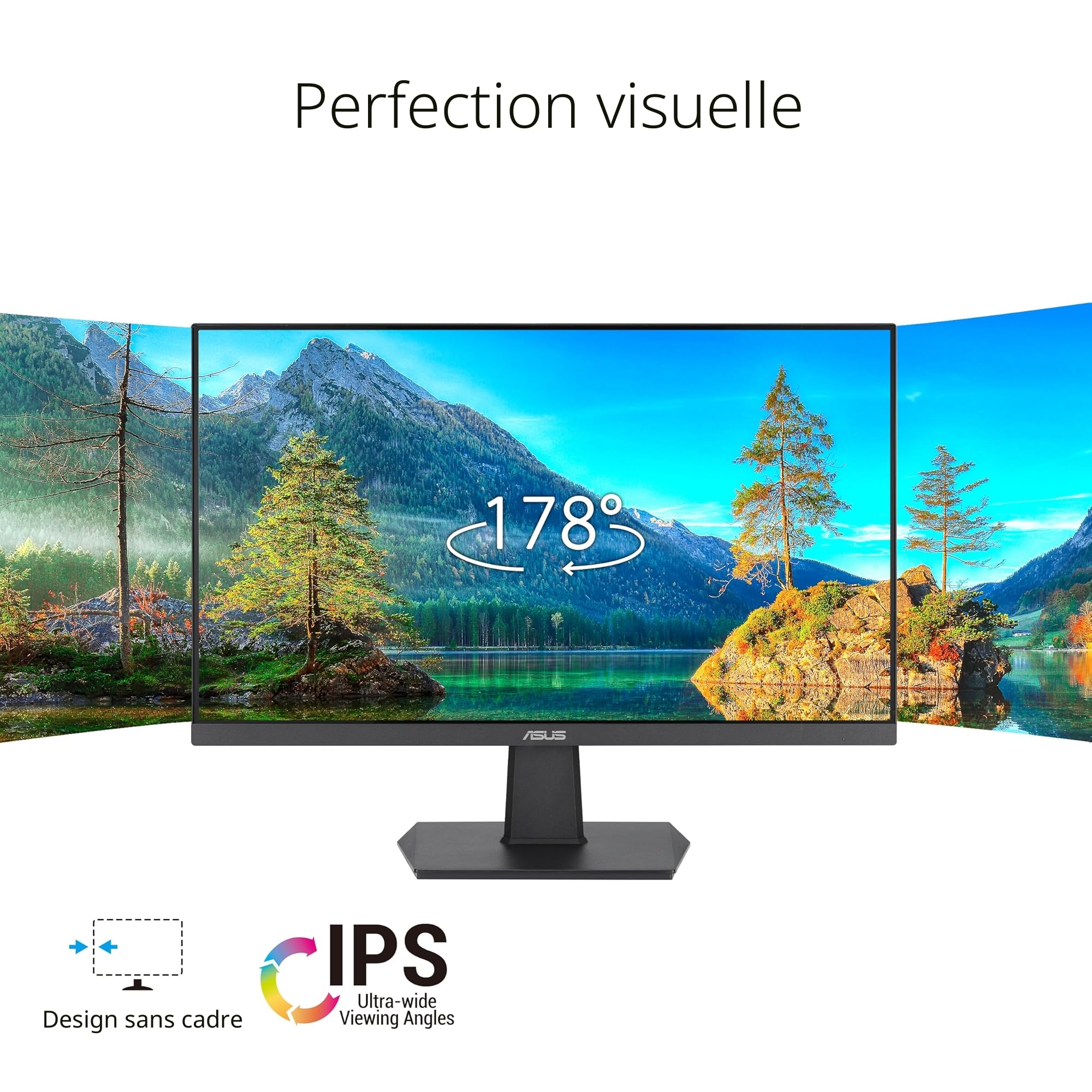 ASUS VA24EHF – Moniteur Gaming Eye Care 24' (23,8' Visibles) Full HD (1920 x 1080), IPS, sans, 100 Hz, Adaptive-Sync, 1ms MPRT, HDMI, Faible lumière Bleue, Anti-Scintillement,Murale