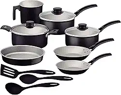 Jogo de Panelas Tramontina Turim em Alumínio com Revestimento Interno e Externo em Antiaderente Starflon Max Preto 10 Peças