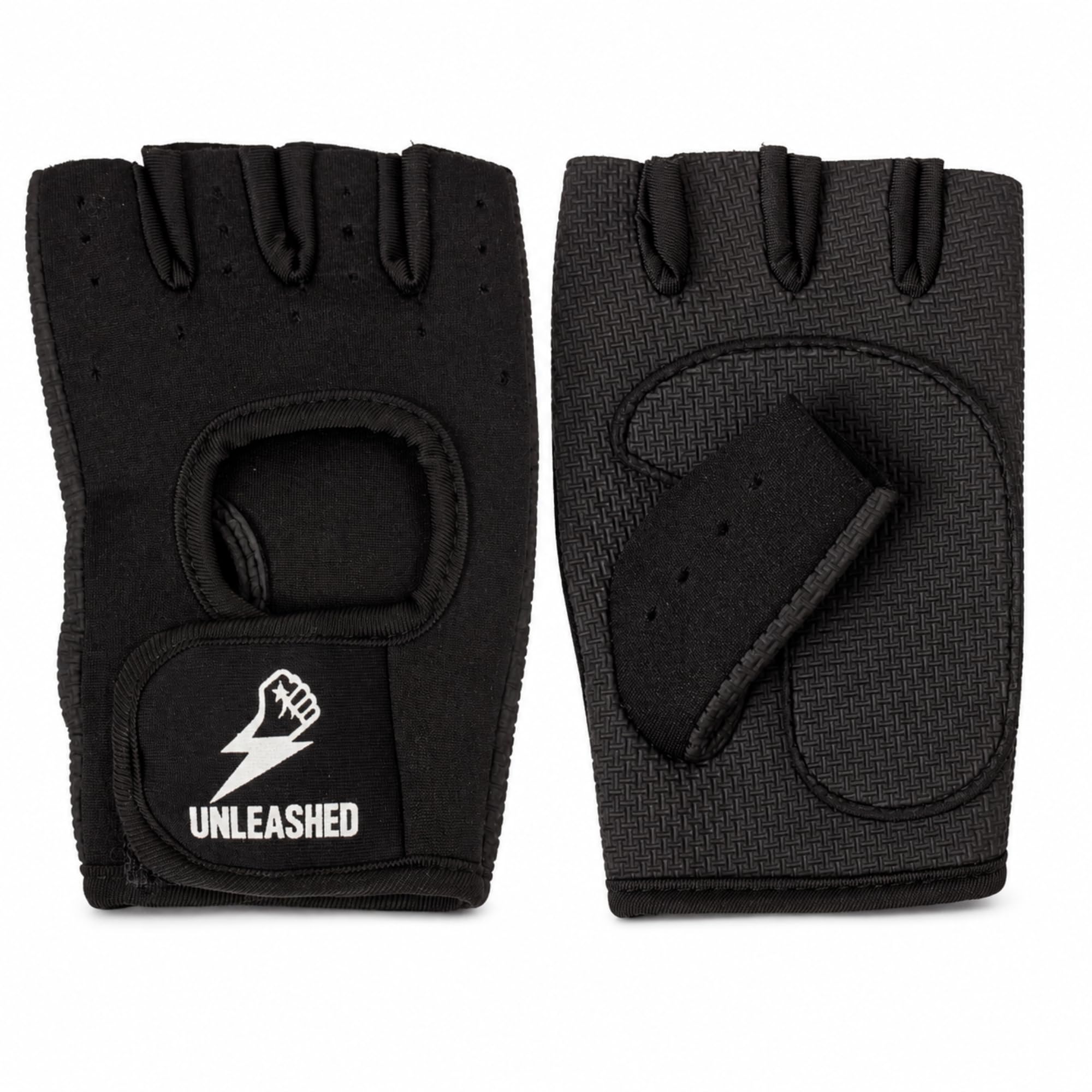 Unleashed Gym Gloves Men in Black – Weight Lifting Gloves Women with Wrist Support, Breathable Anti-Slip Fingerless Gloves with Palm Padding for Training, Fitness & CrossFit (M)