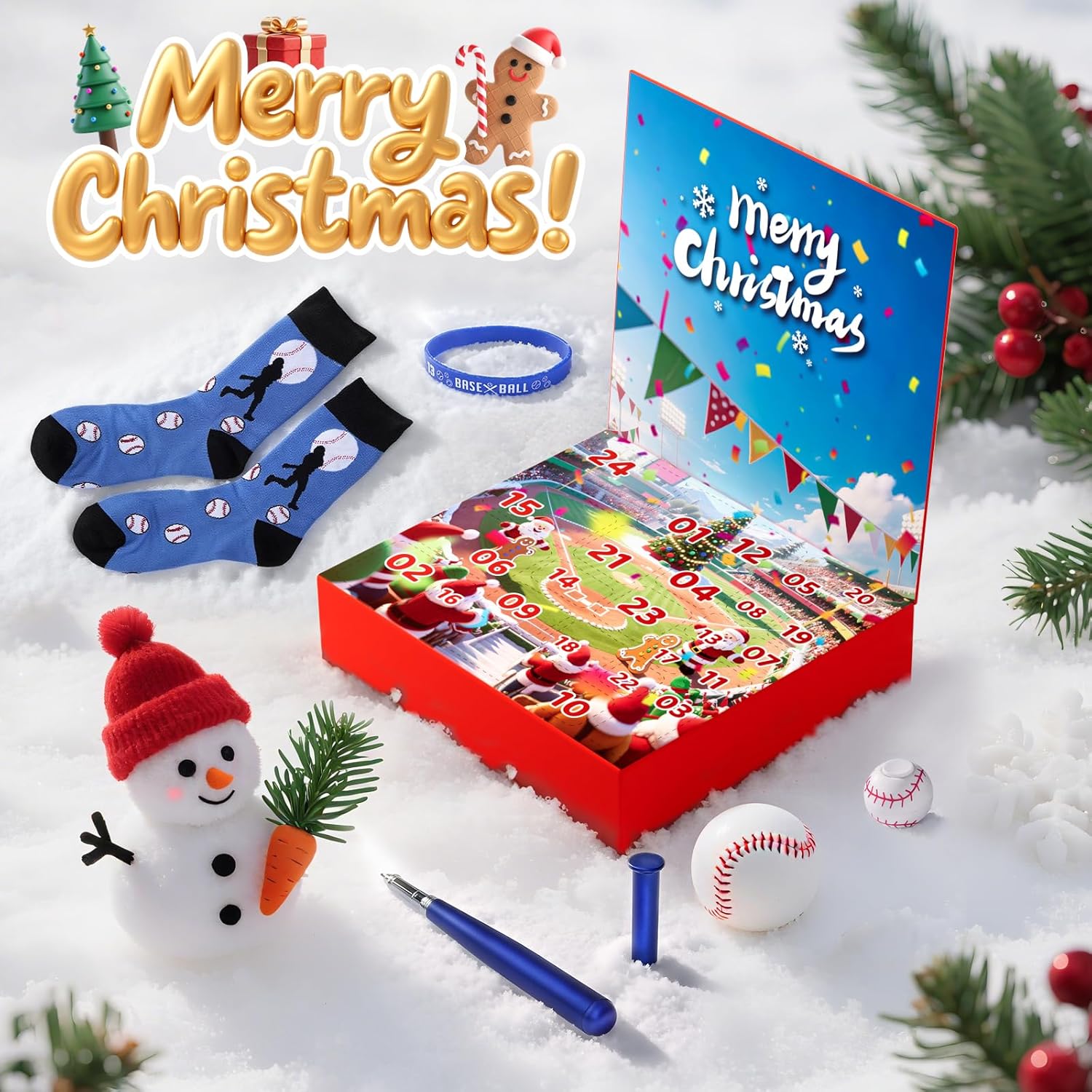 Advent Calendar 2025 Sport for Teen Boys Girls Teenagers Baseball Football Christmas Countdown Gifts Accessories and Decorations Stocking Stuffers (Baseball)
