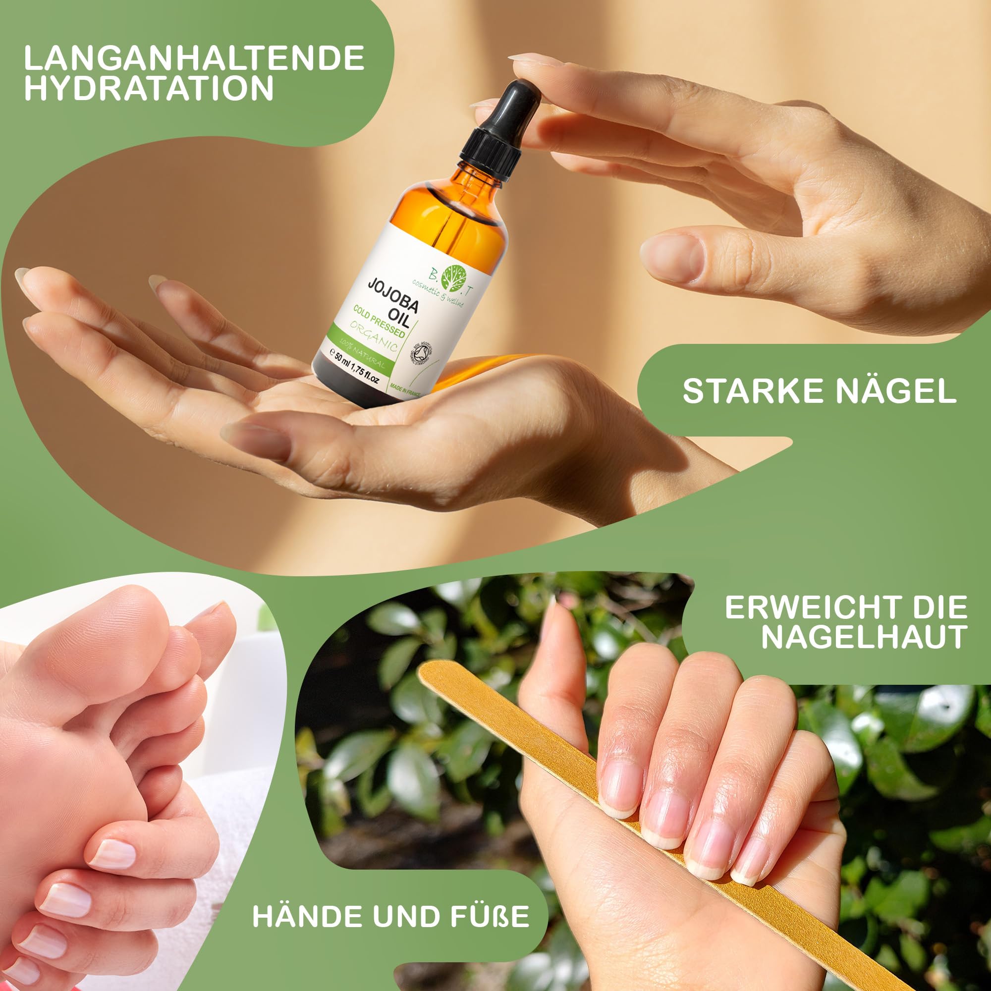 Jojobaöl - Bio Rein Kaltgepresst, Gesichtsöl, Körperöl, Massageöl, Bart, Haar Öl, Wimpern Haut Öl, Lippen Kopfhaut Öl, Nägel Öl, Öl für die Augenpartie, Wasserfester Make-up-Entferner - 1000 ml