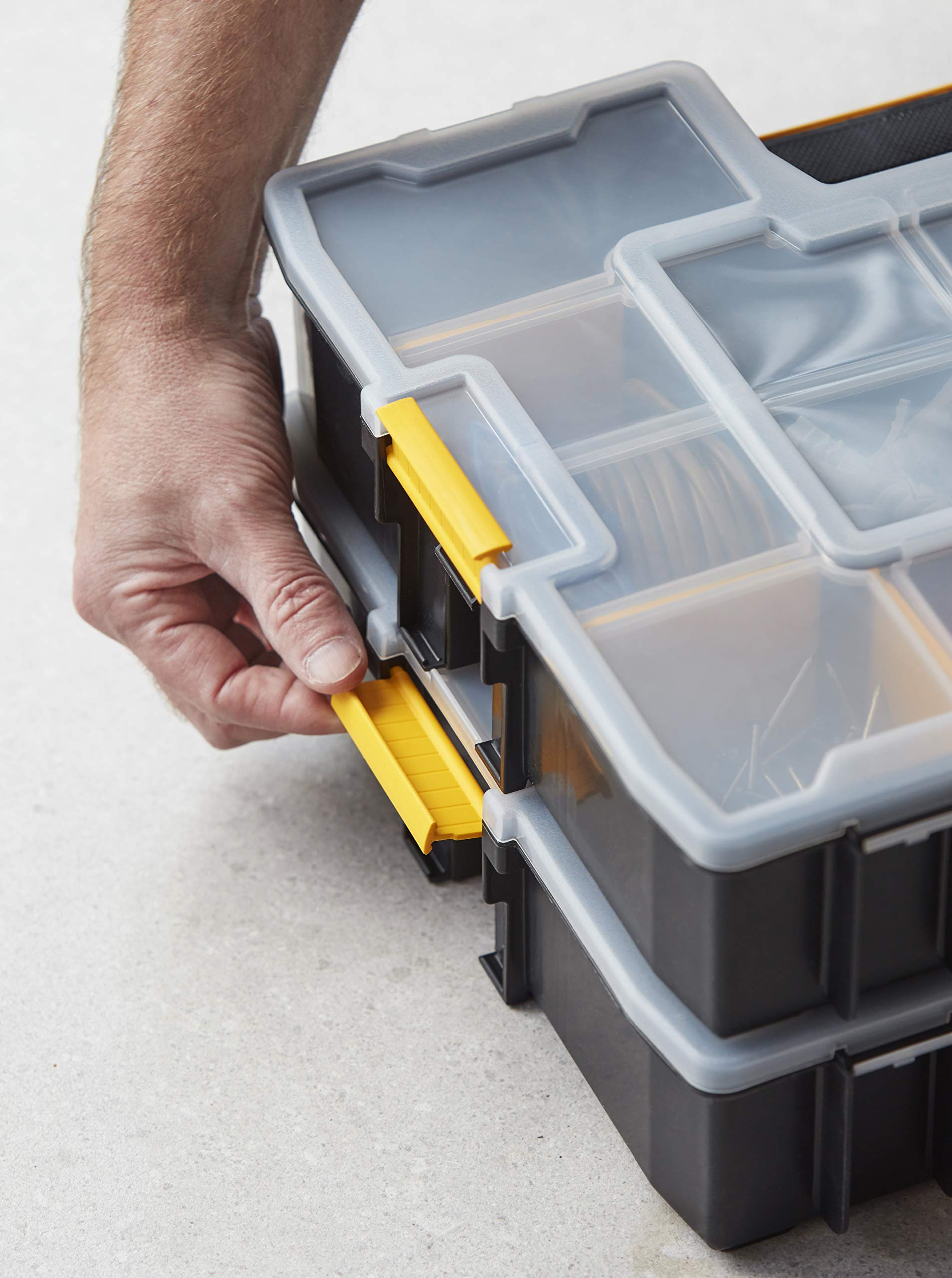 STANLEY SORTMASTER Organisateur d'outils à 12 compartiments, Organisateur d'outils professionnel étanche avec compartiments amovibles, pour le rangement de petites pièces et d'outils, 1-94-745