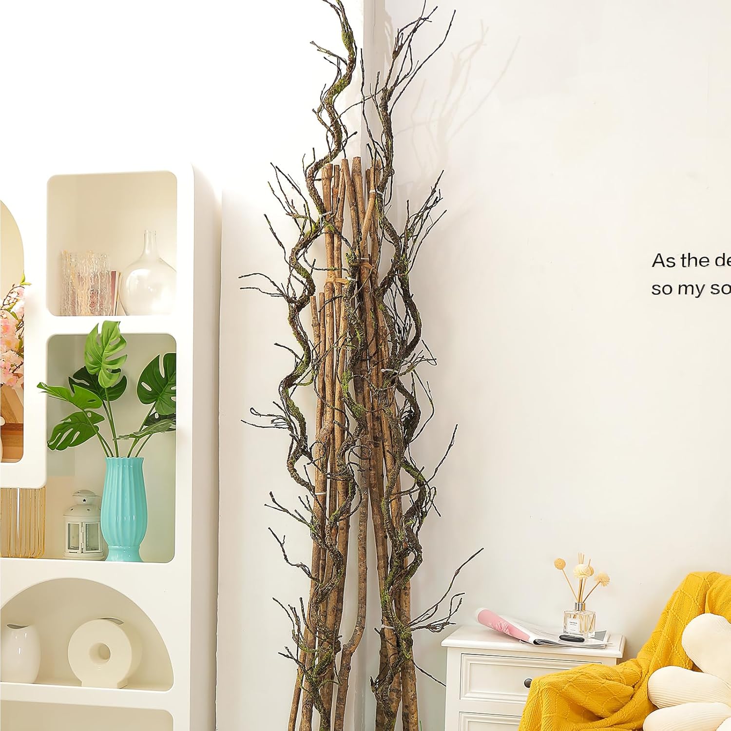180cm/70.86in Bendable Artificial Tree Branches Vines Greenery Garland Fake Plants Twigs for Wall Hanging Moss Room Outdoor Wedding Archway Patio Jungle Christmas Front Door Mantel Yules Decoration - Image 2