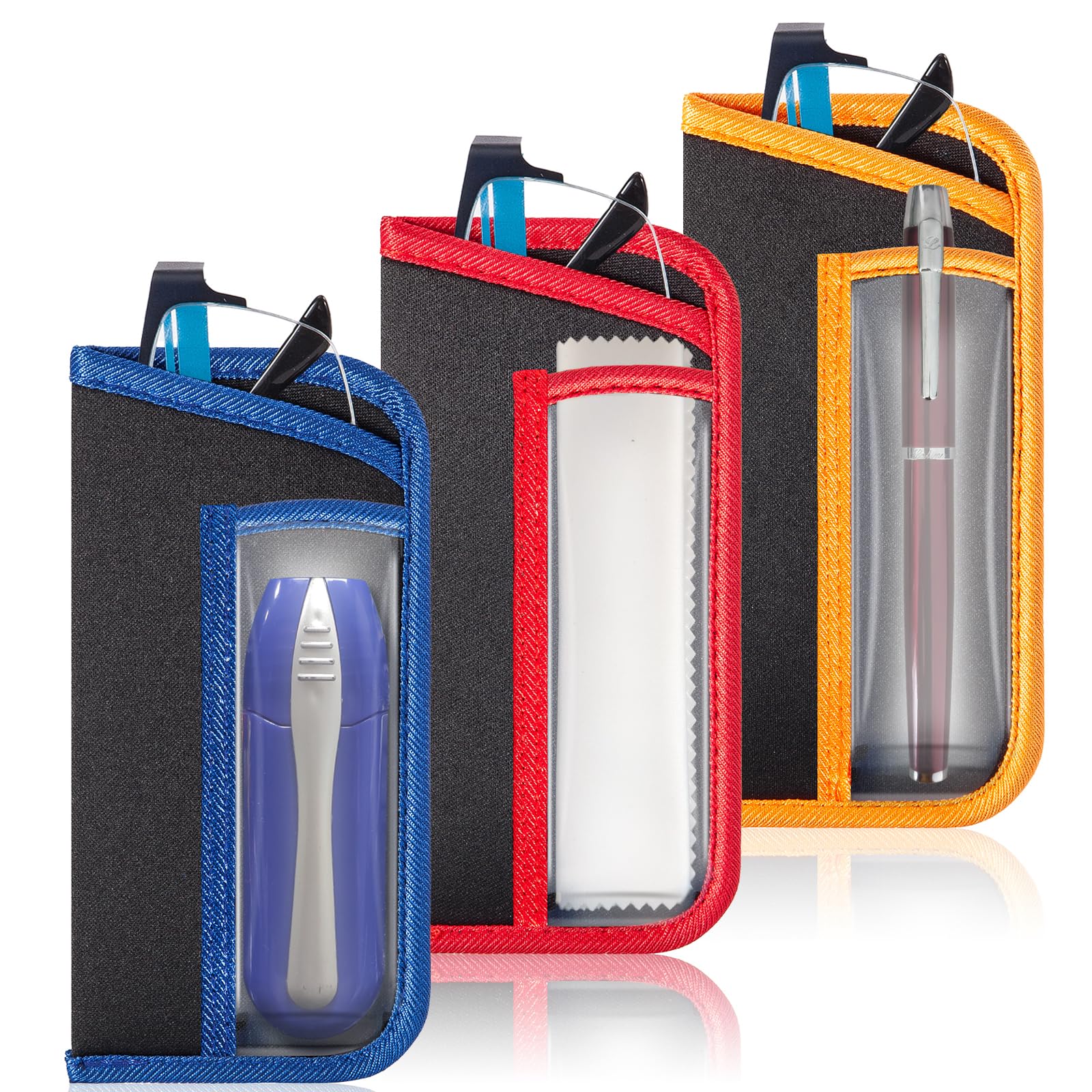 TRIUMPH VISION Reading Glasses Pouch Eyeglass Sleeve Soft Case Slim 3 Pack