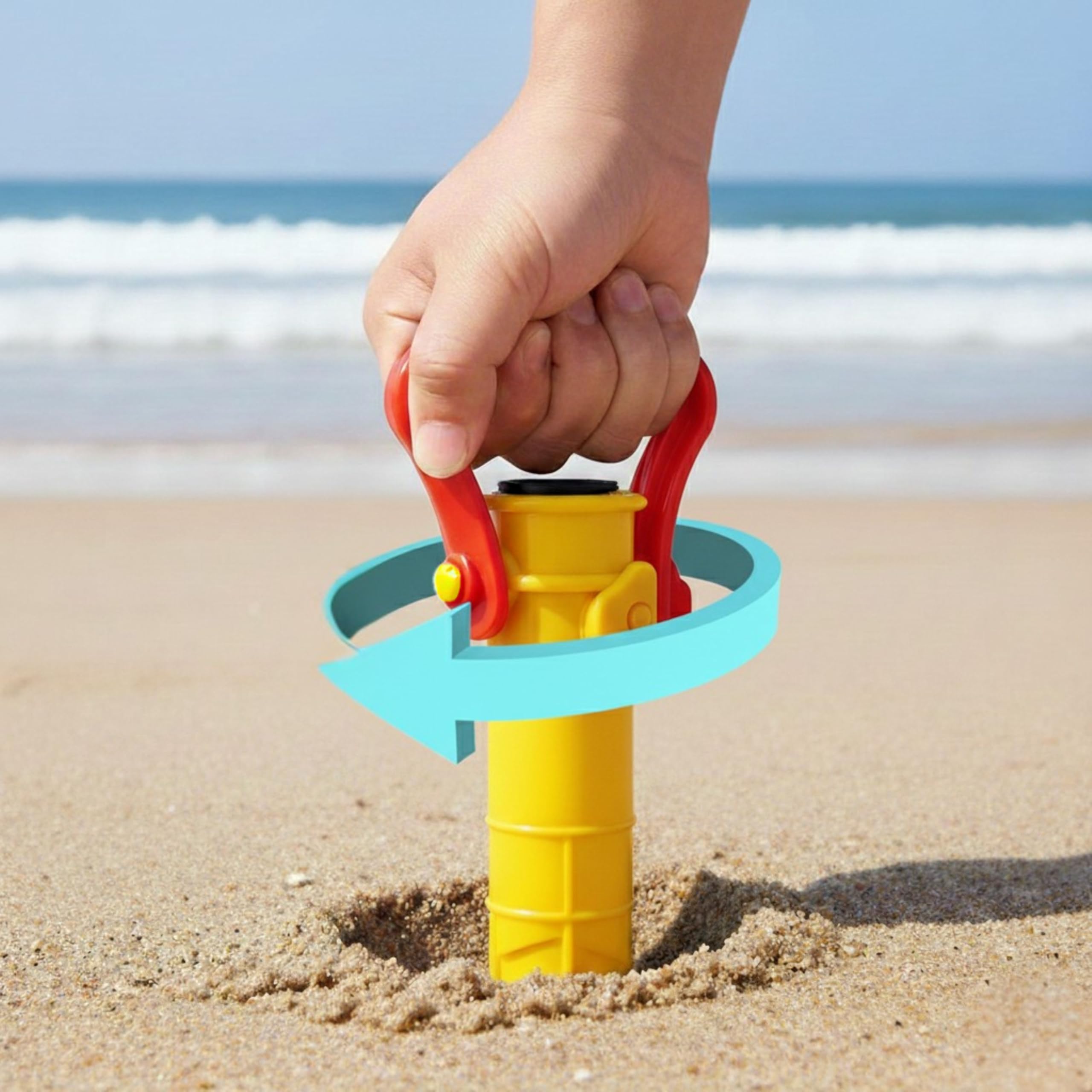 CLICLED Erdspieß Sonnenschirm für den Strand, 38 cm, Erdbohrer für Sand, Rasen, Meer, mit Anker-Schraube, winddicht, universell, drehbar, für schnelle Befestigung, Stabilisator aus ABS-Kunststoff
