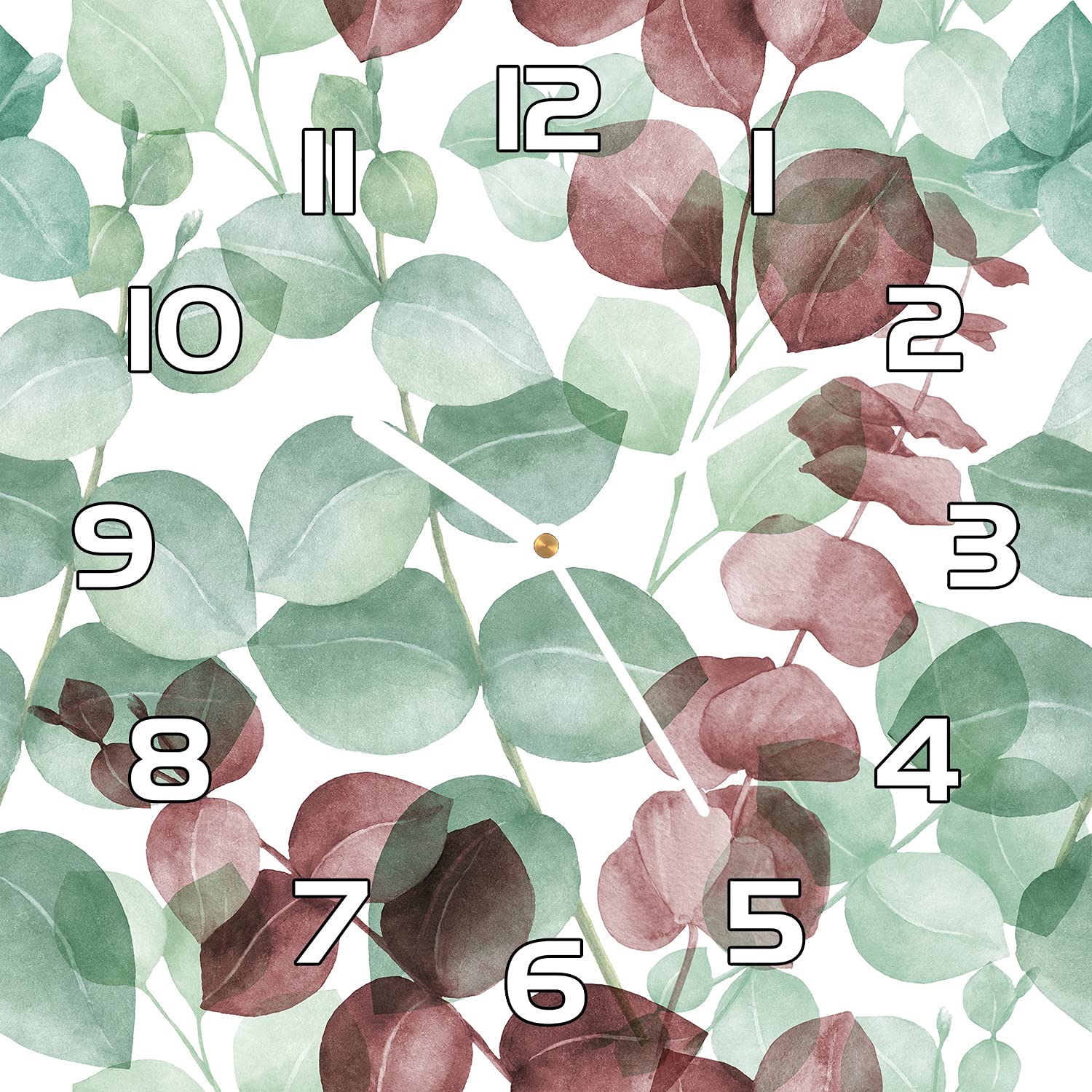 Horloge en verre floral eucalyptus pour une décoration de salon zen et épurée