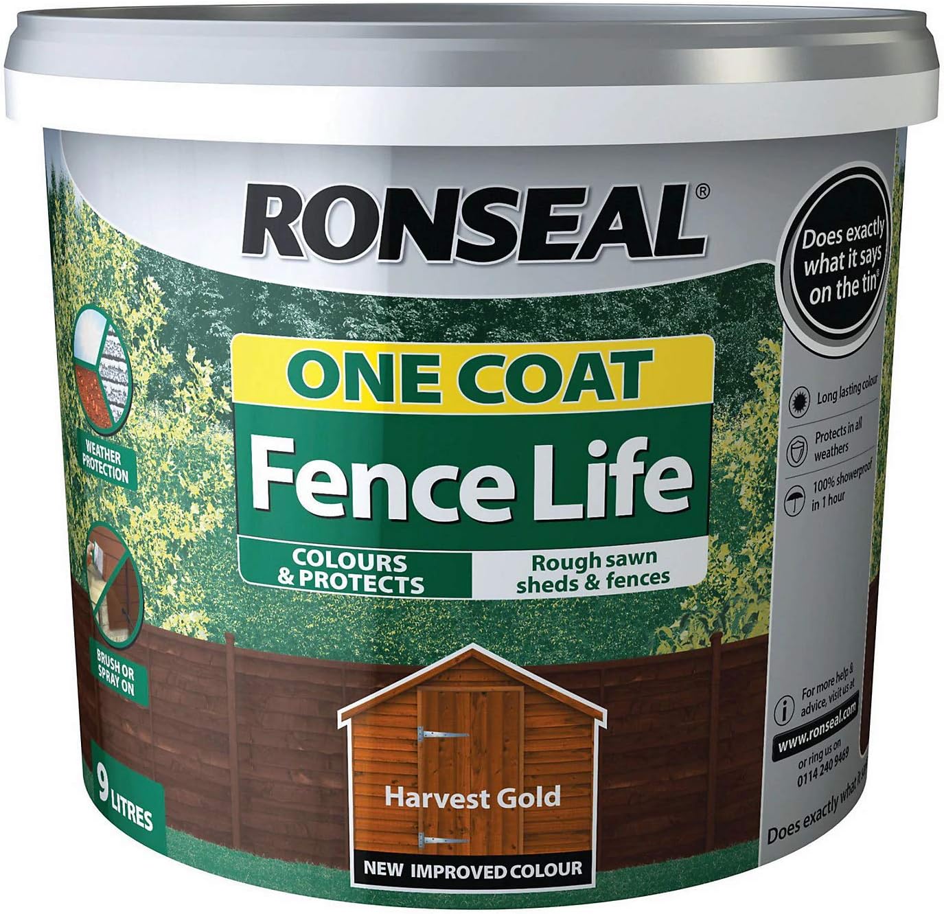 Ronseal 1 Coat Fence Life Colours and Protects 9 Litre (Harvest Gold) Amazon.co.uk DIY & Tools