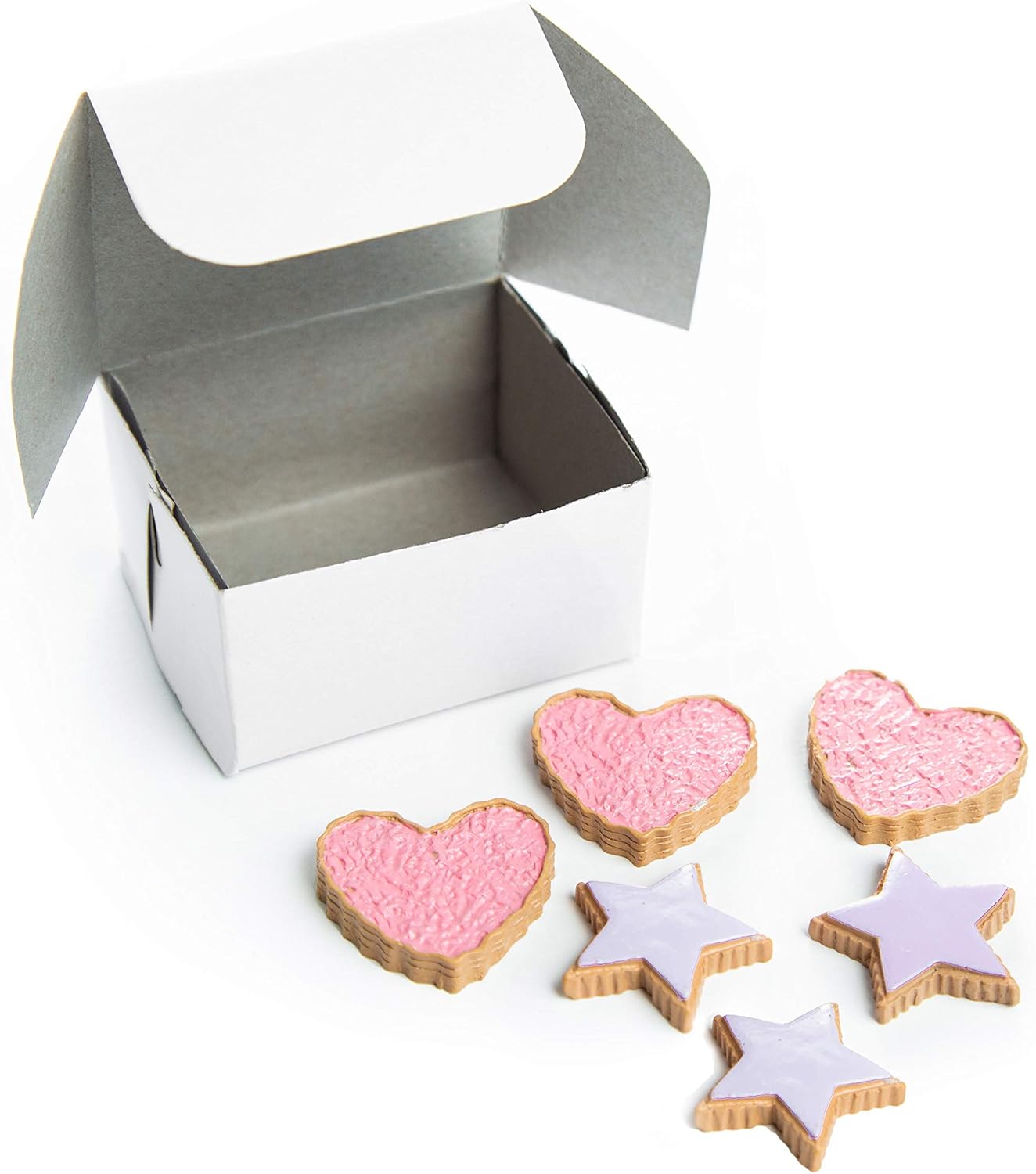 THE QUEEN'S TREASURES 18 Inch Doll Food and Accessories, Bakery Collection 6 Piece Hearts and Stars Shaped Frosted Sugar Cookies, Compatible with American Girl Pastry Bake Shop & Kitchen Furniture