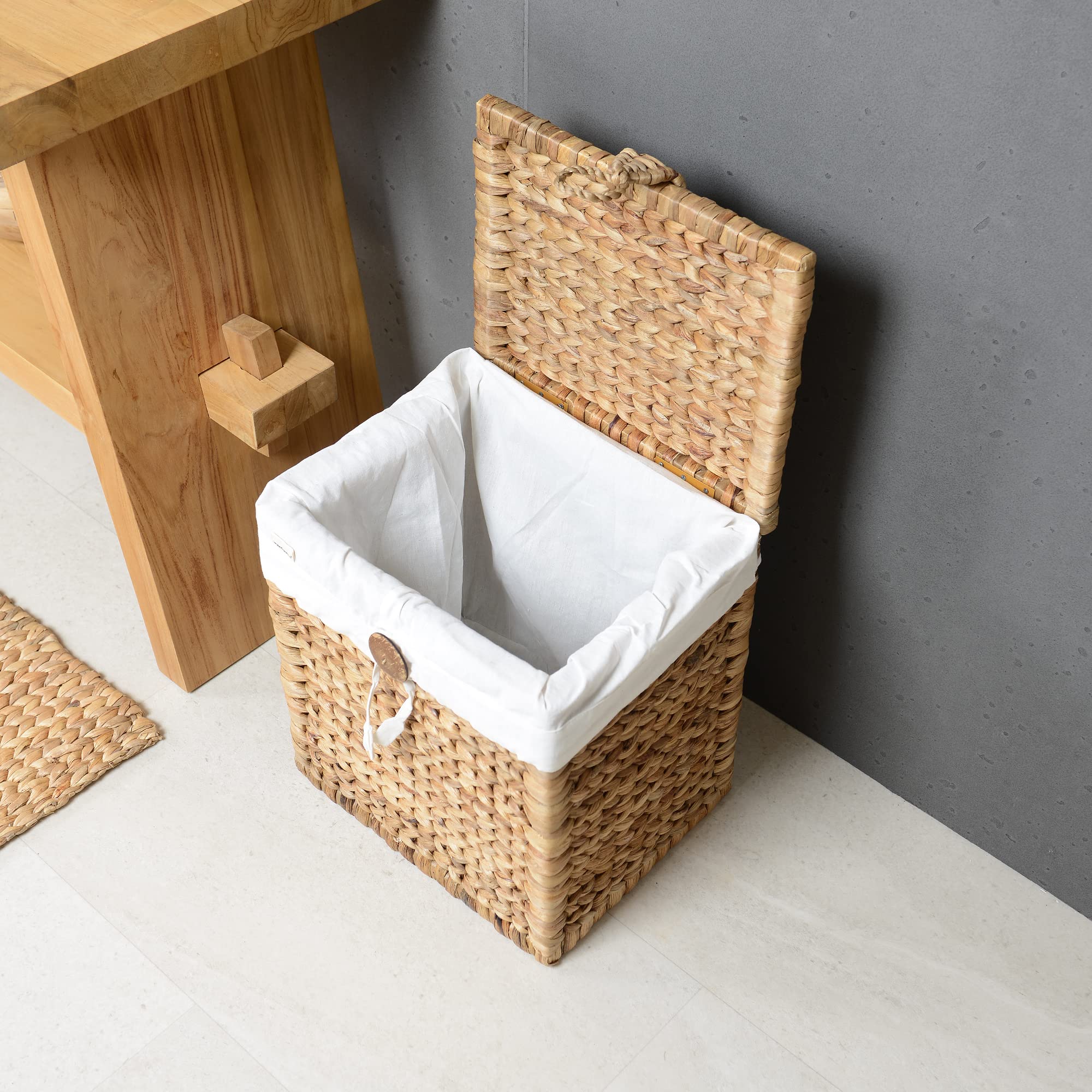 Aufbewahrungs-Korb Bitbox aus Wasserhyazinthe mit Deckel Natur 35 cm