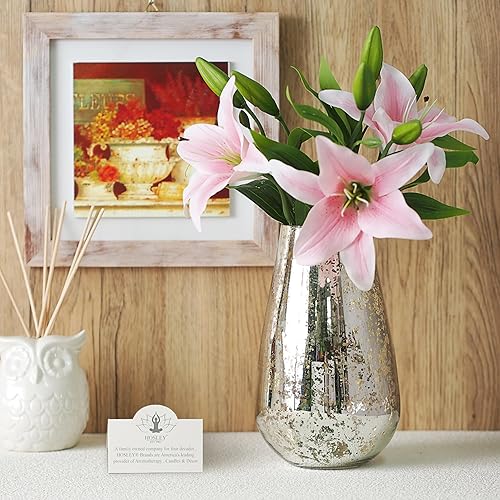 Miniatura 2 de Hosley Jarrón de cristal de mercurio de 8 pulgadas de alto, perfecto para cocina, dormitorio, sala de estar, centros de mesa, escritorio de oficina