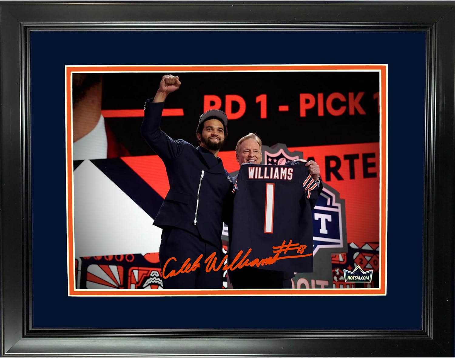 Framed Caleb Williams Draft Chicago Bears Facsimile Laser Engraved Signature Auto 11"x14" Football Photo HOFSM Holo