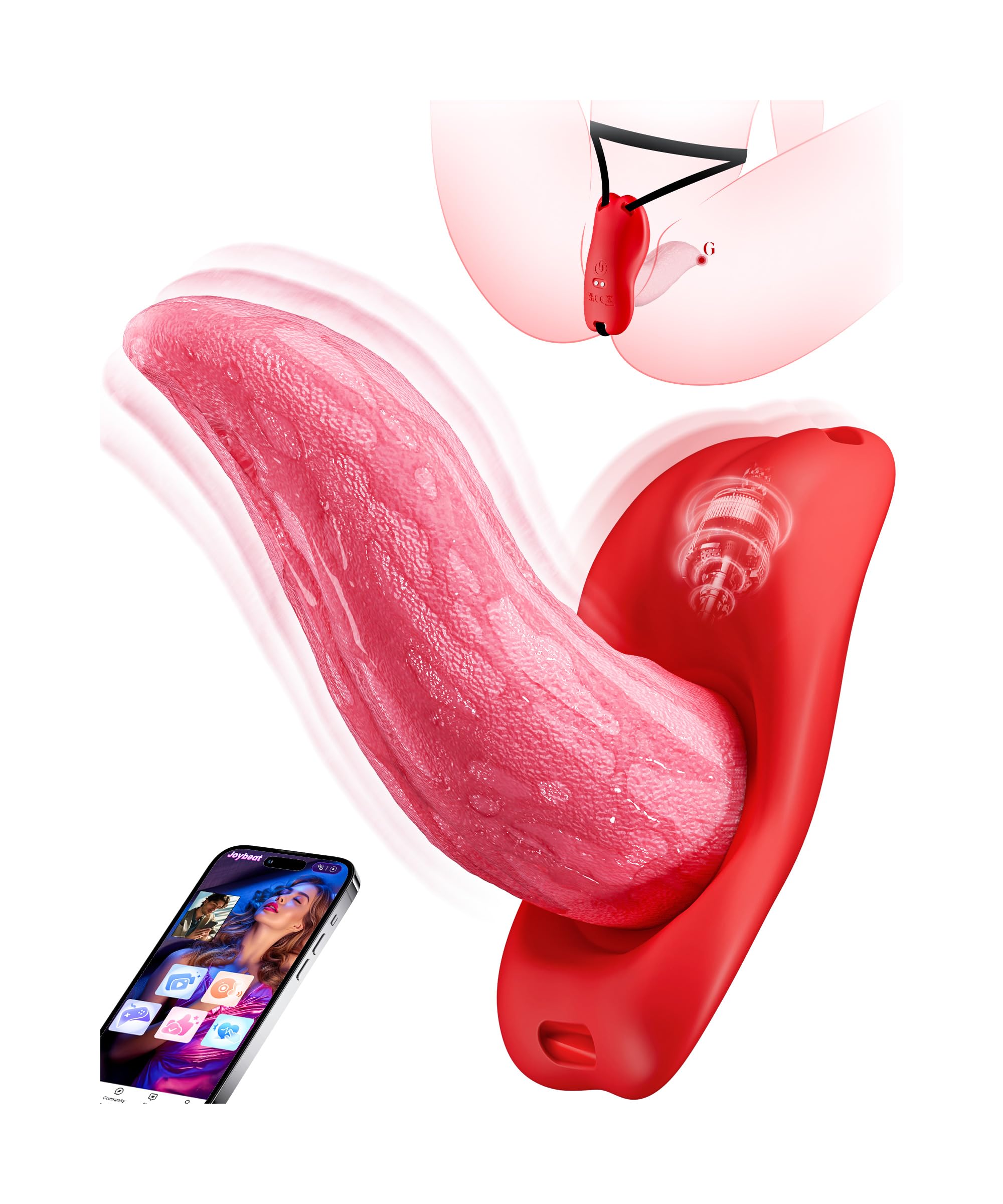 BIG SHOCKED Female Sex Toys Wearable Vibrator - Realistic Tongue Licking Women Couples Sex Toys, APP Remote Control Adult Toys with 9 Vibrations Double-Ended Dildos for G Spot Vibrating Panties