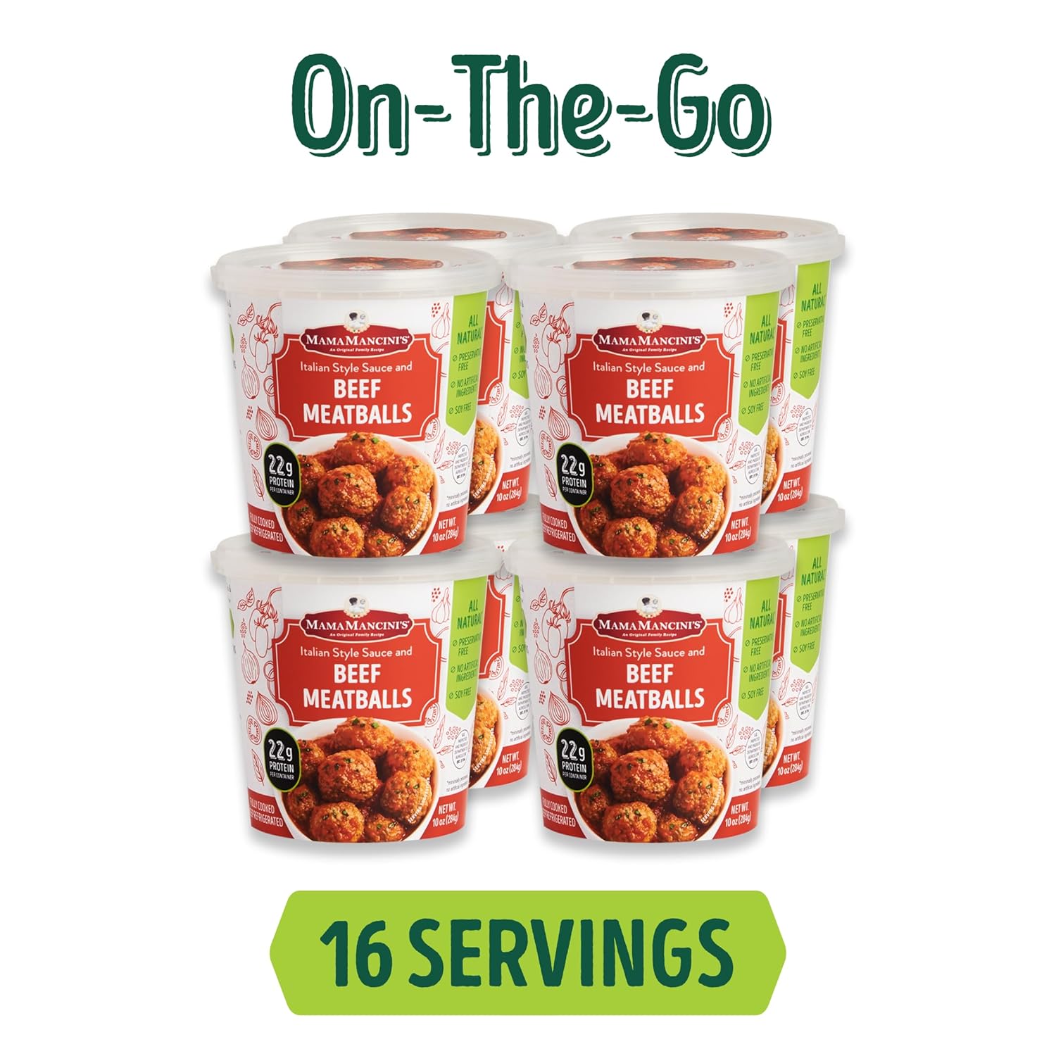 Mama Mancini's Beef Meatballs Microwave Meals in Italian Style Pasta Sauce | Frozen Meals Thaw Heat & Eat | 10oz Cup (Pack of 8) (Beef Meatballs)