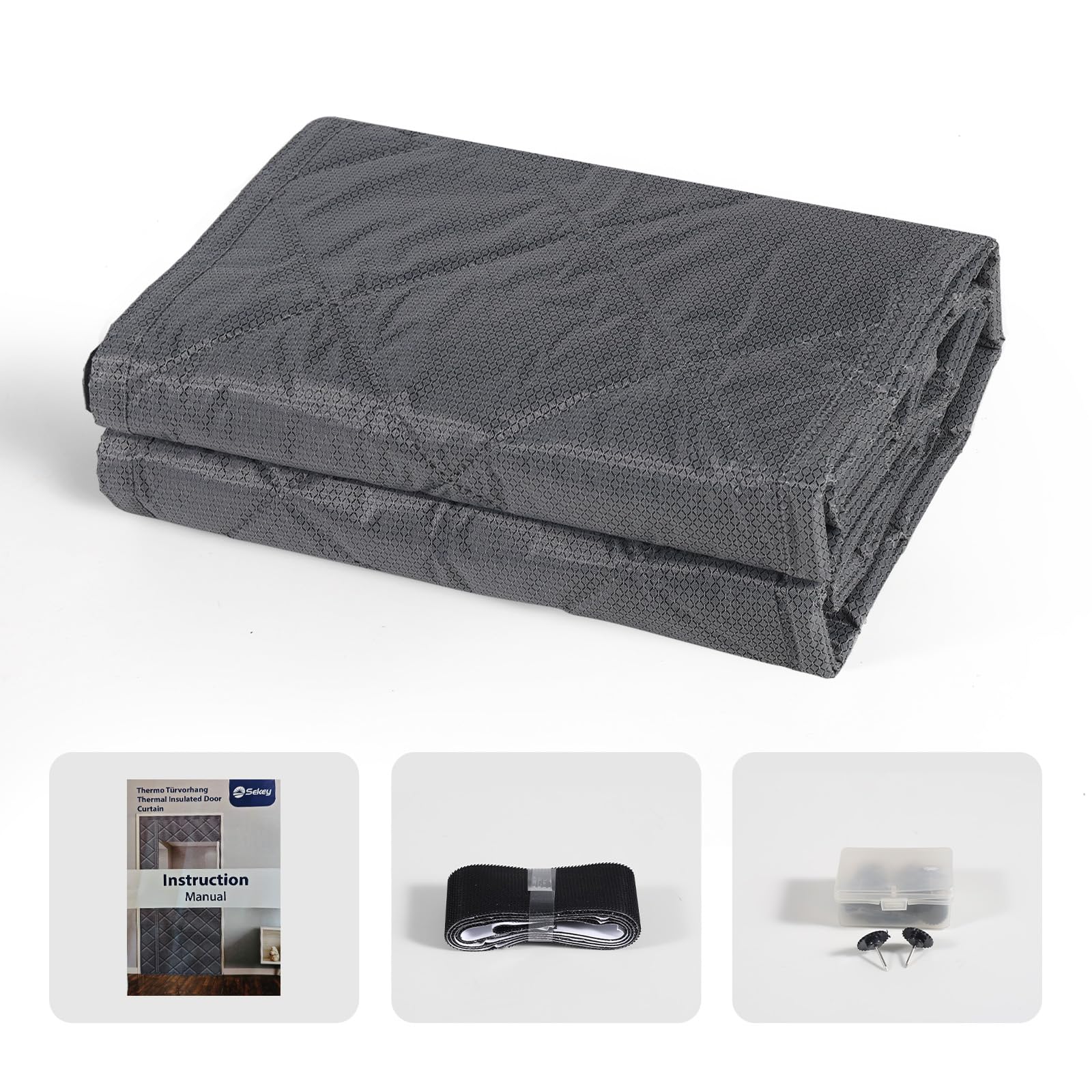 Cortina Térmica Magnética Sekey 80x200cm, Protección contra el Frío, Cortina Térmica para Puertas, Apertura Lateral, Cortina Térmica Sin Taladrar (con Ventana)