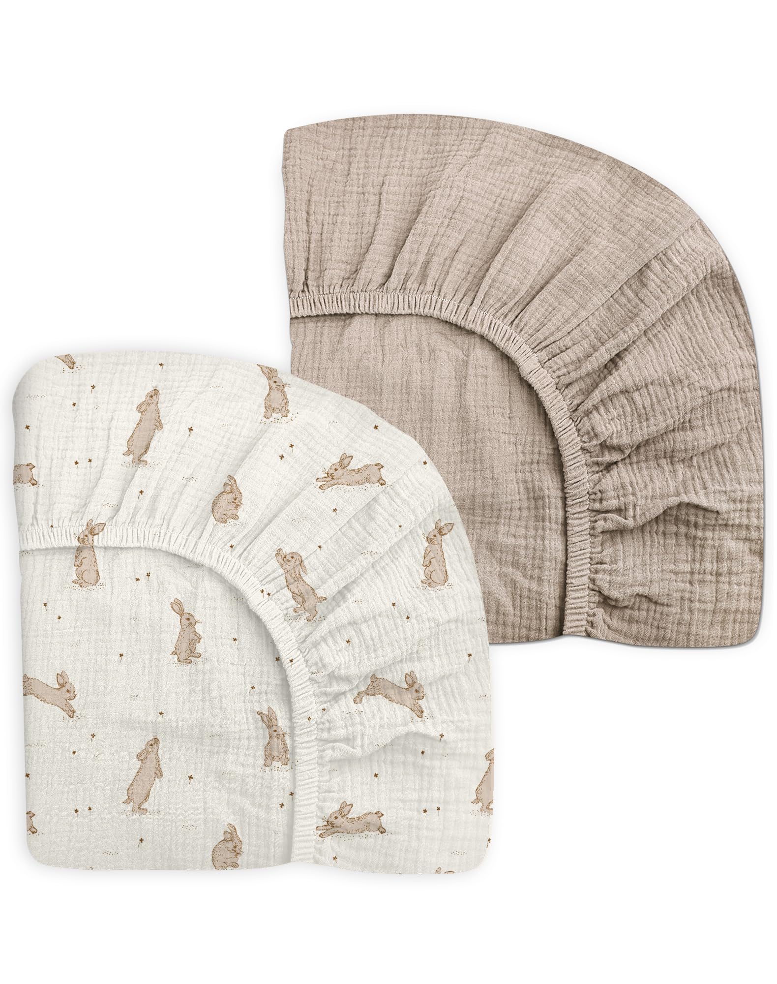 Muslin Crib Sheets 2 Pack, 28" x 52", Fitted Baby Mattress Sheets — image 1