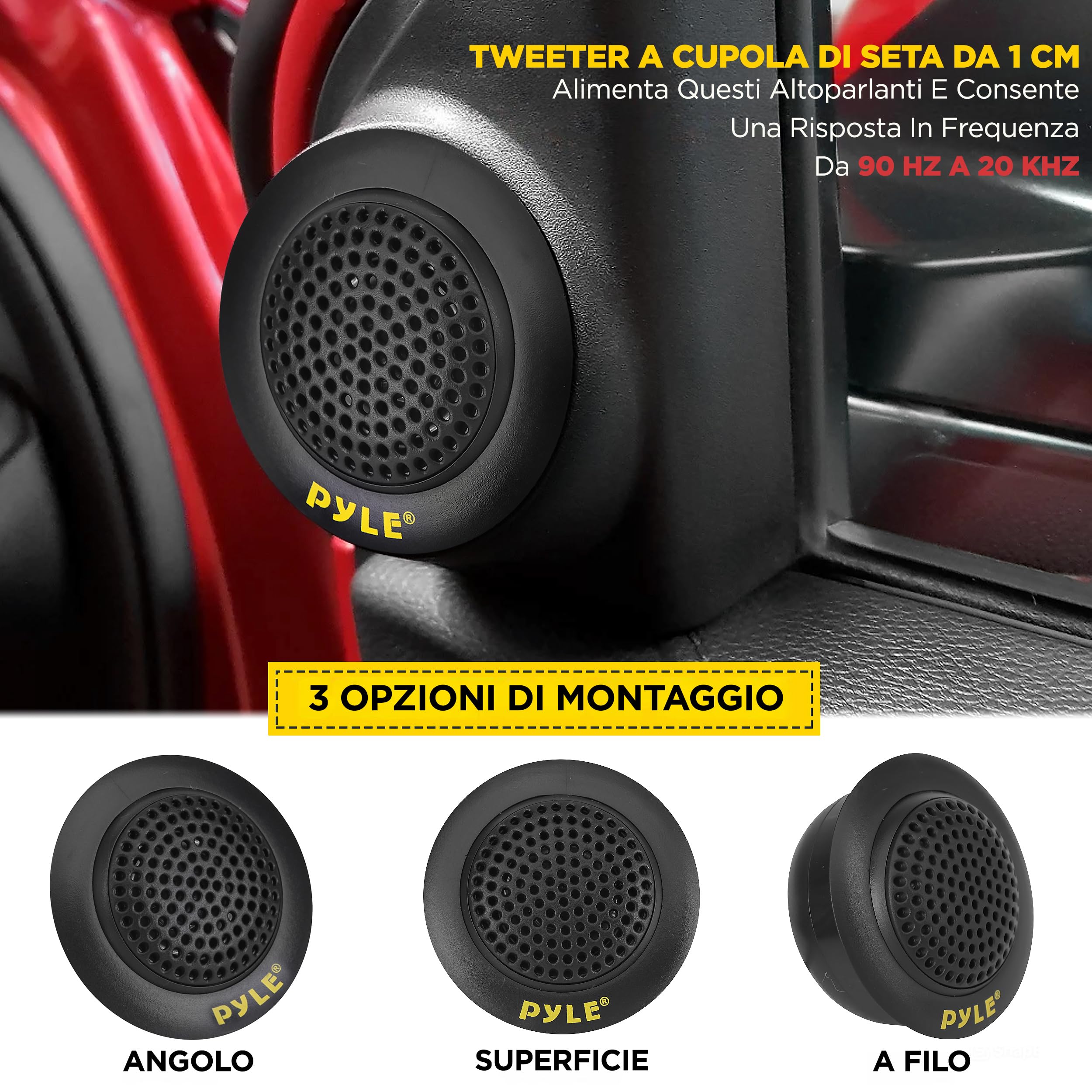 Pyle Sistema di Altoparlanti Personalizzati 2 Vie, 16,5 Centimetri, Casse Auto 400 Watt, Stereo Struttura in Plastica Elettroplaccatura, Gomma Butilica e Magneto da 1,13 Chilogrammi