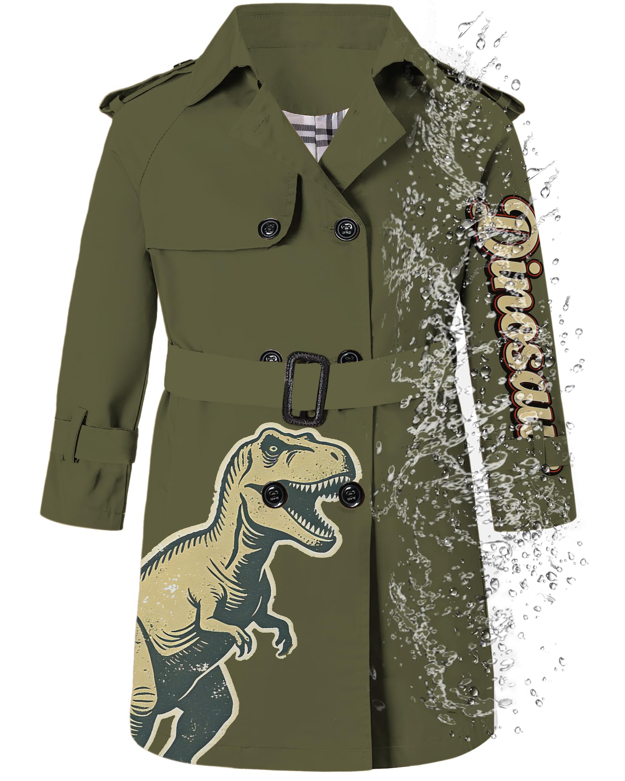 Betusline Boys Waterproof Trench Coat Double Breasted Classic Belted Outwear Jacket Dress Coats