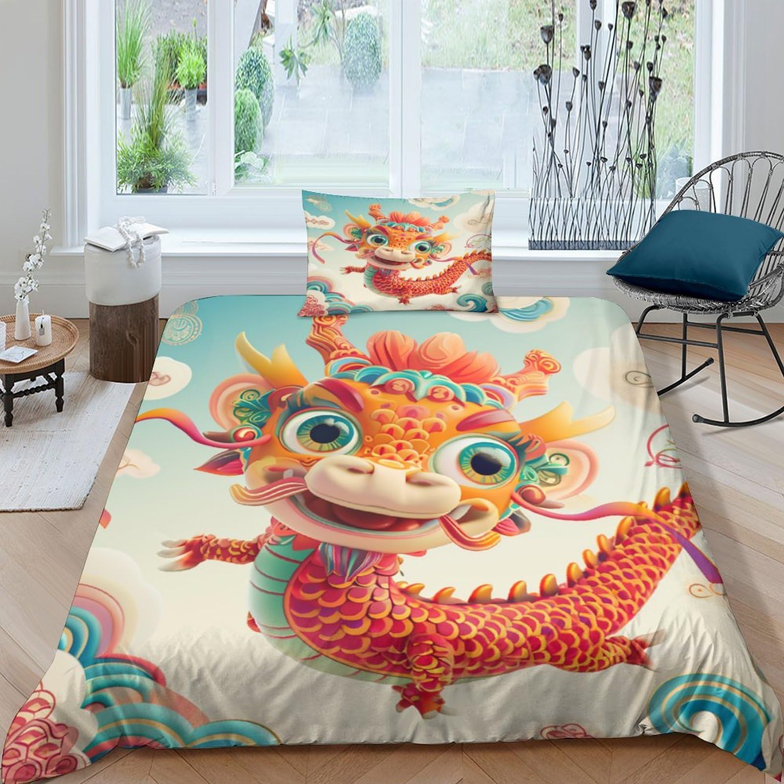 Parure dragon 3D 135x200cm idéale pour décorer une chambre d'ado ou de passionné