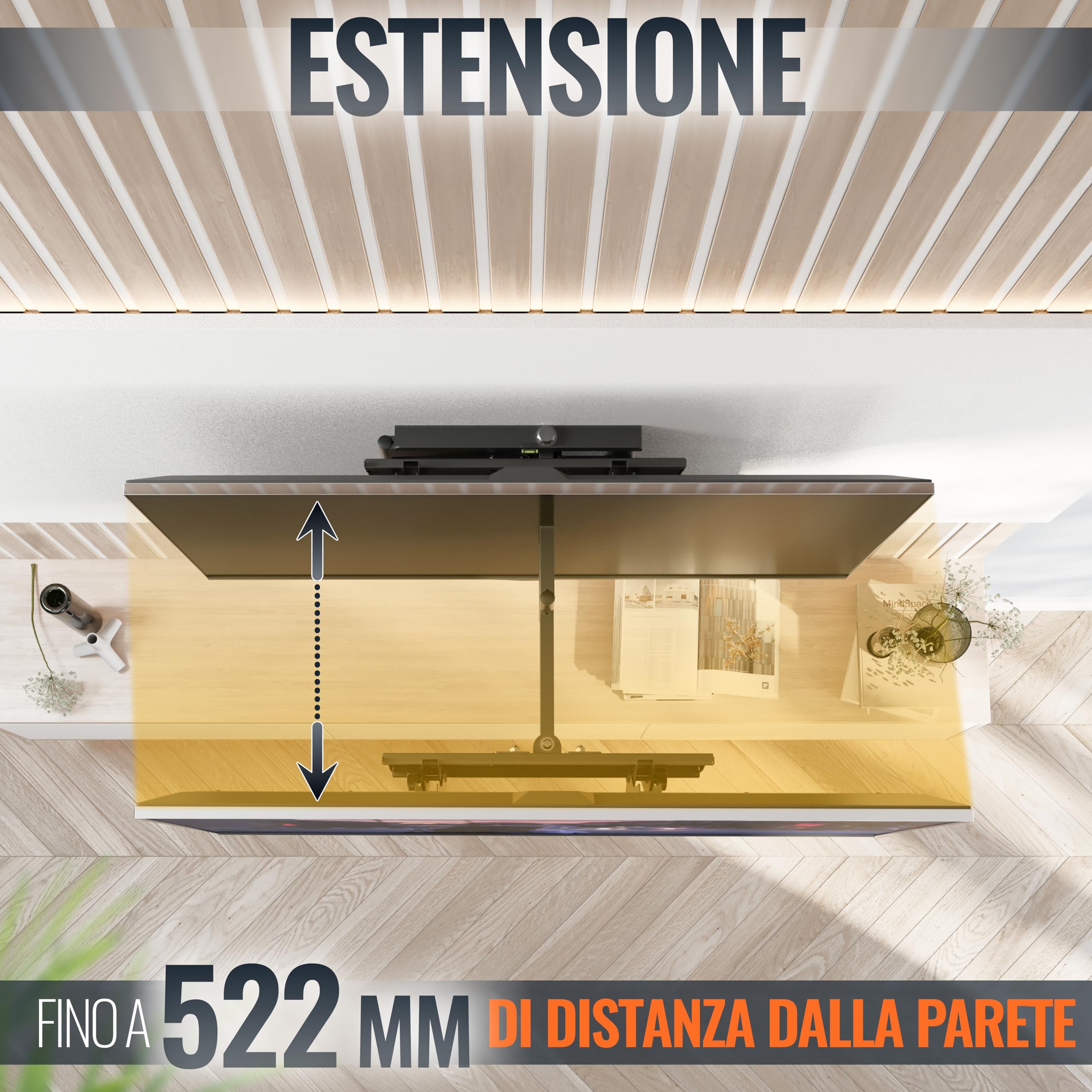 RICOO Supporto TV parete R23F 32“-65” pollici 81-165 cm Staffa televisore Girevole Inclinabile Porta televisione universale VESA 200 x 200-400 x 400 Nero