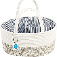 Vista 3 de Casaphoria Caddy Organizer - Cesta tejida de cuerda de algodón para almacenamiento, cesta de toalla 100% algodón con asa, bolsa portátil